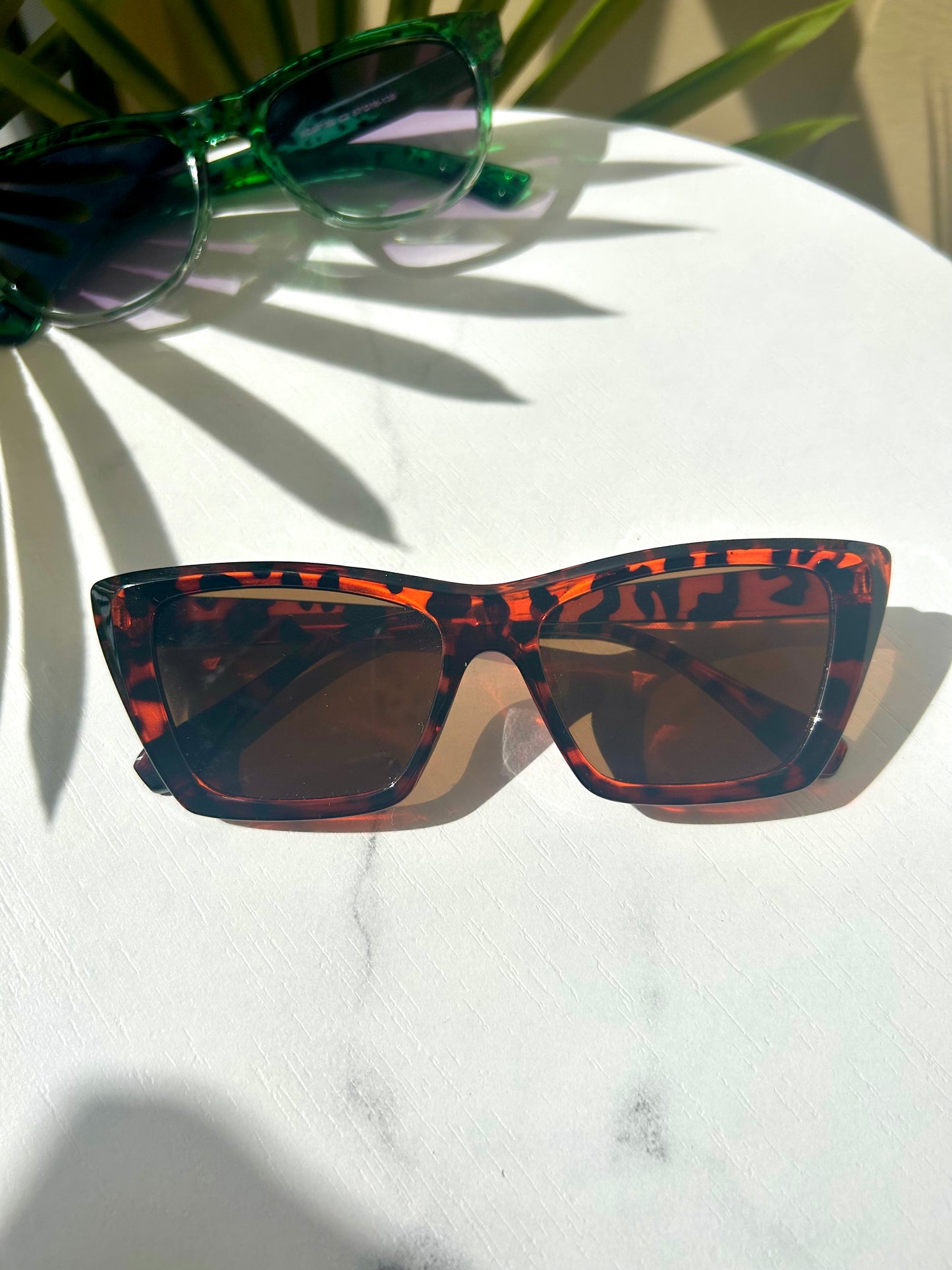 The Rebel Duo – Bold Square Sunglasses in Green Marble & Tortoise Brown | Bad Girl Diaries Eyewear Sunny Shades