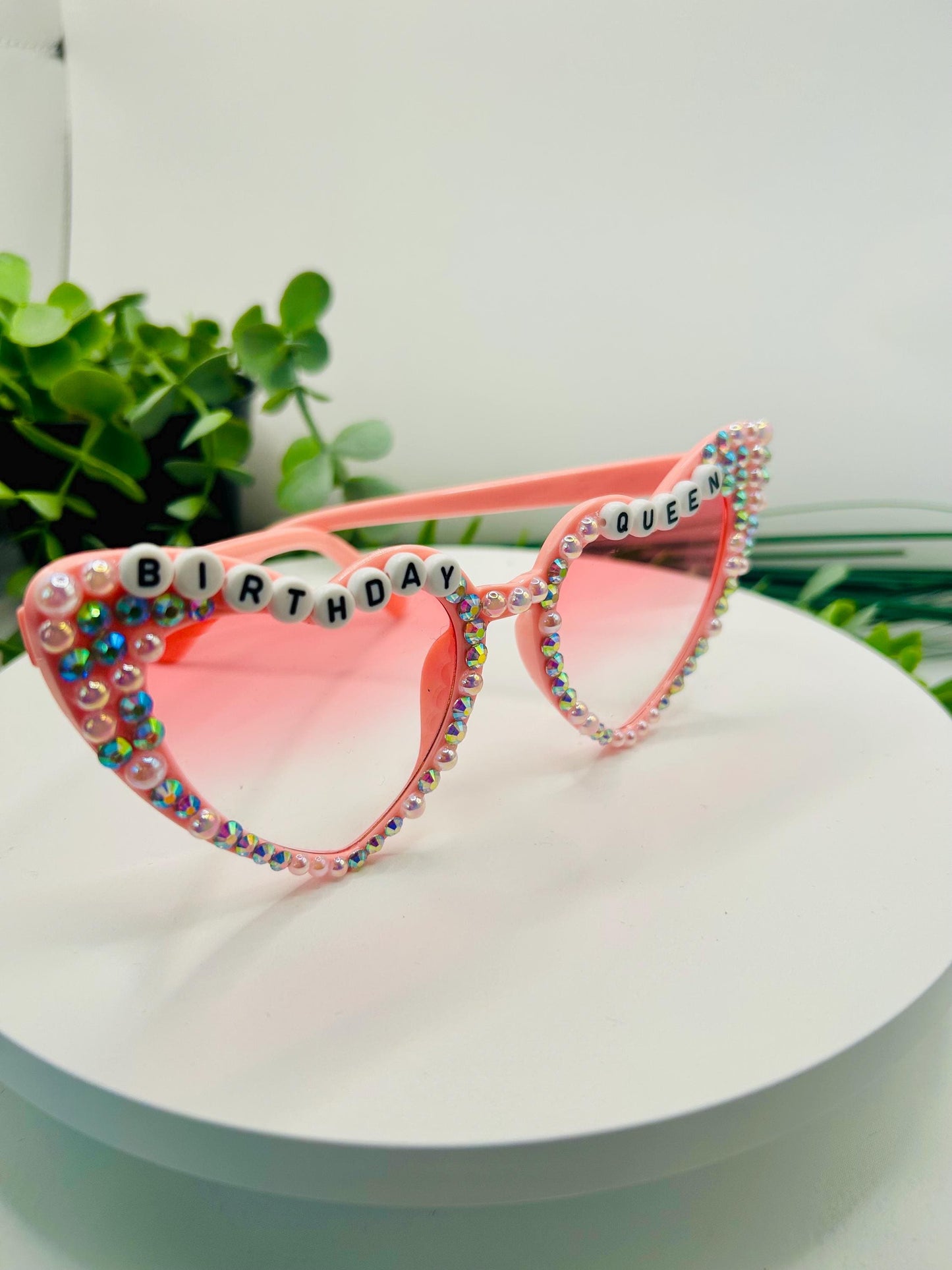 BIRTHDAY QUEEN Rhinestone Glasses Sparkle Glasses Birthday Costume Glasses Pink Novelty Eyewear Party Favor Girl Women Accessories