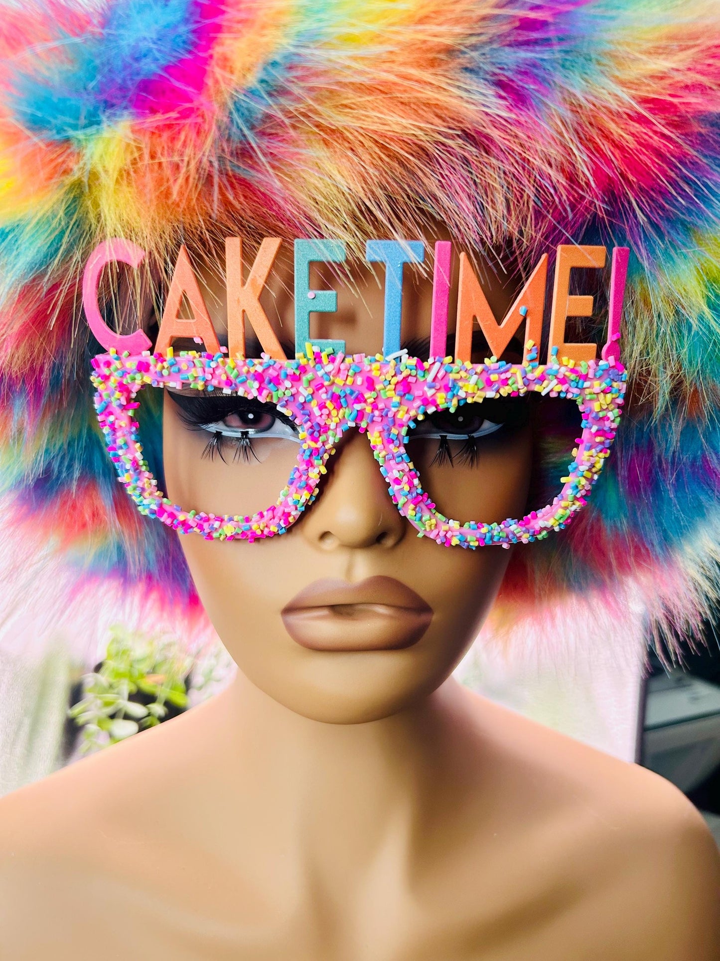 CAKE PARTY TIME Glasses Sprinkle Confetti Glasses Birthday Costume Glasses Pink or Yellow Novelty Eyewear Party Favor Accessories