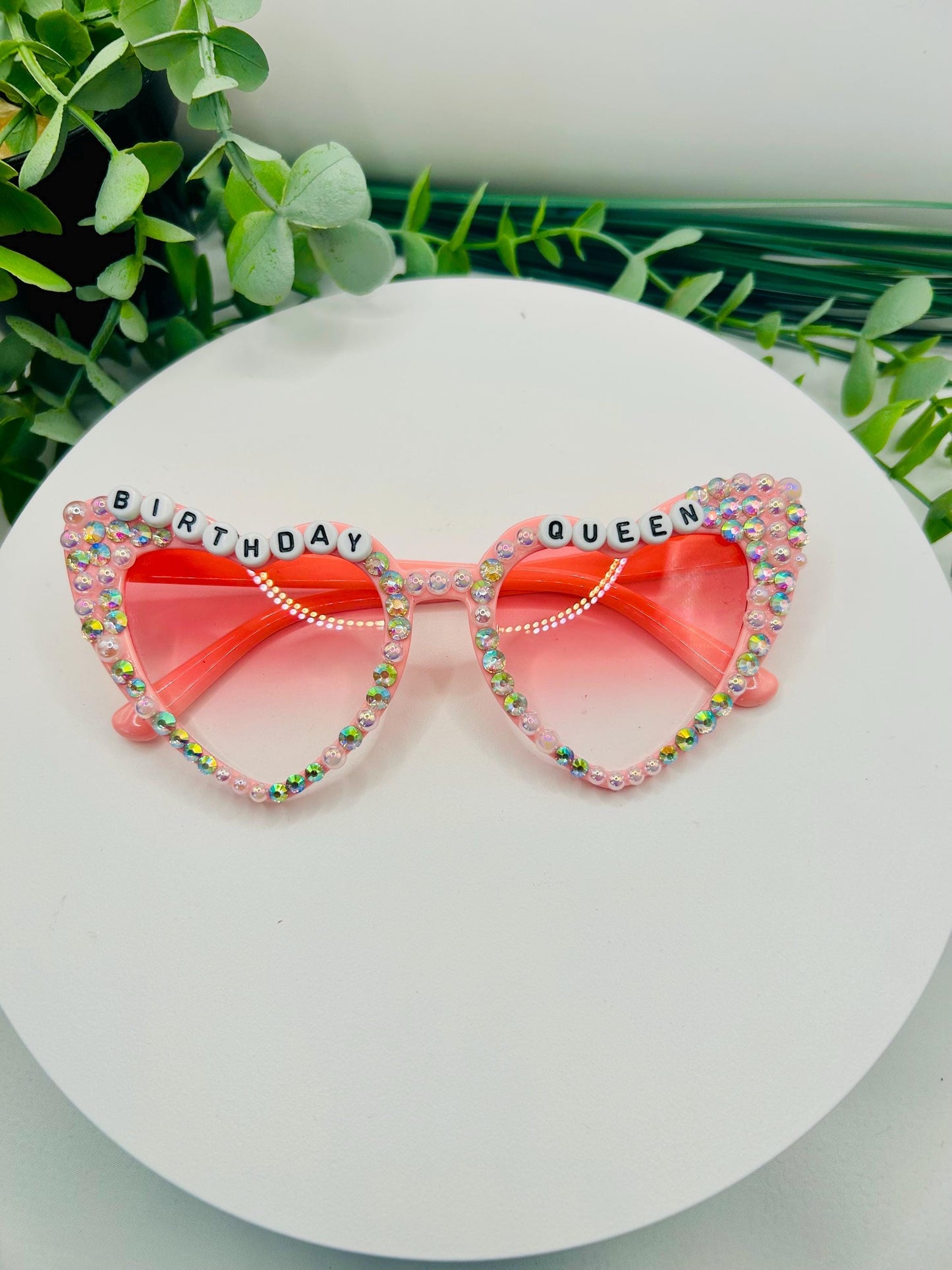BIRTHDAY QUEEN Rhinestone Glasses Sparkle Glasses Birthday Costume Glasses Pink Novelty Eyewear Party Favor Girl Women Accessories