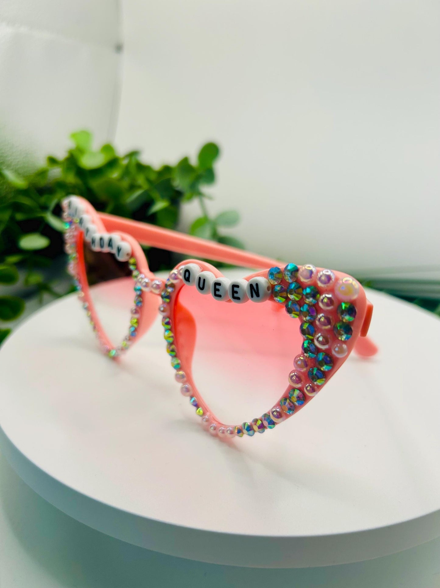 BIRTHDAY QUEEN Rhinestone Glasses Sparkle Glasses Birthday Costume Glasses Pink Novelty Eyewear Party Favor Girl Women Accessories