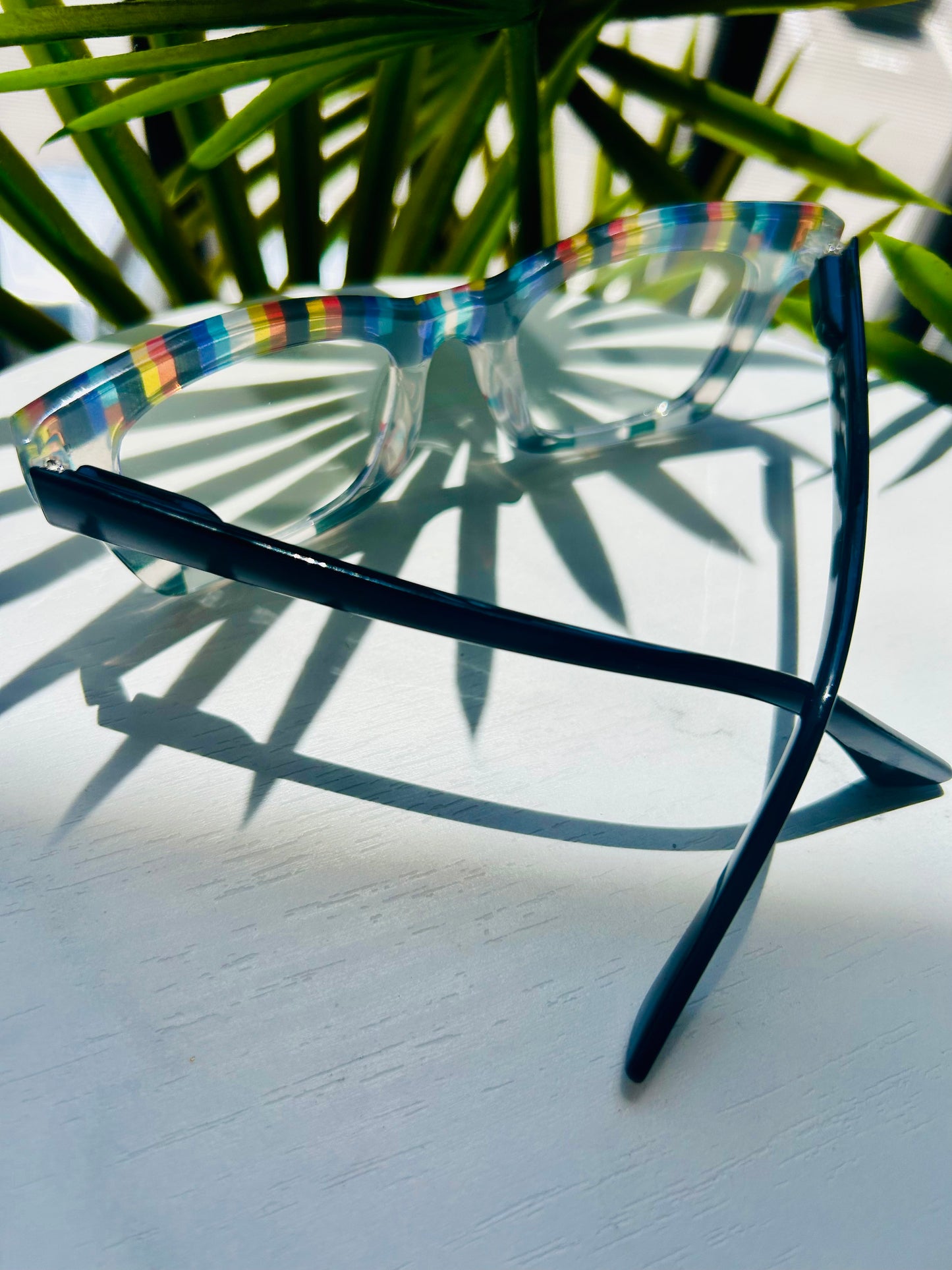 Kaleidoscope Killa – Bold Unapologetic Striped Square Glasses
