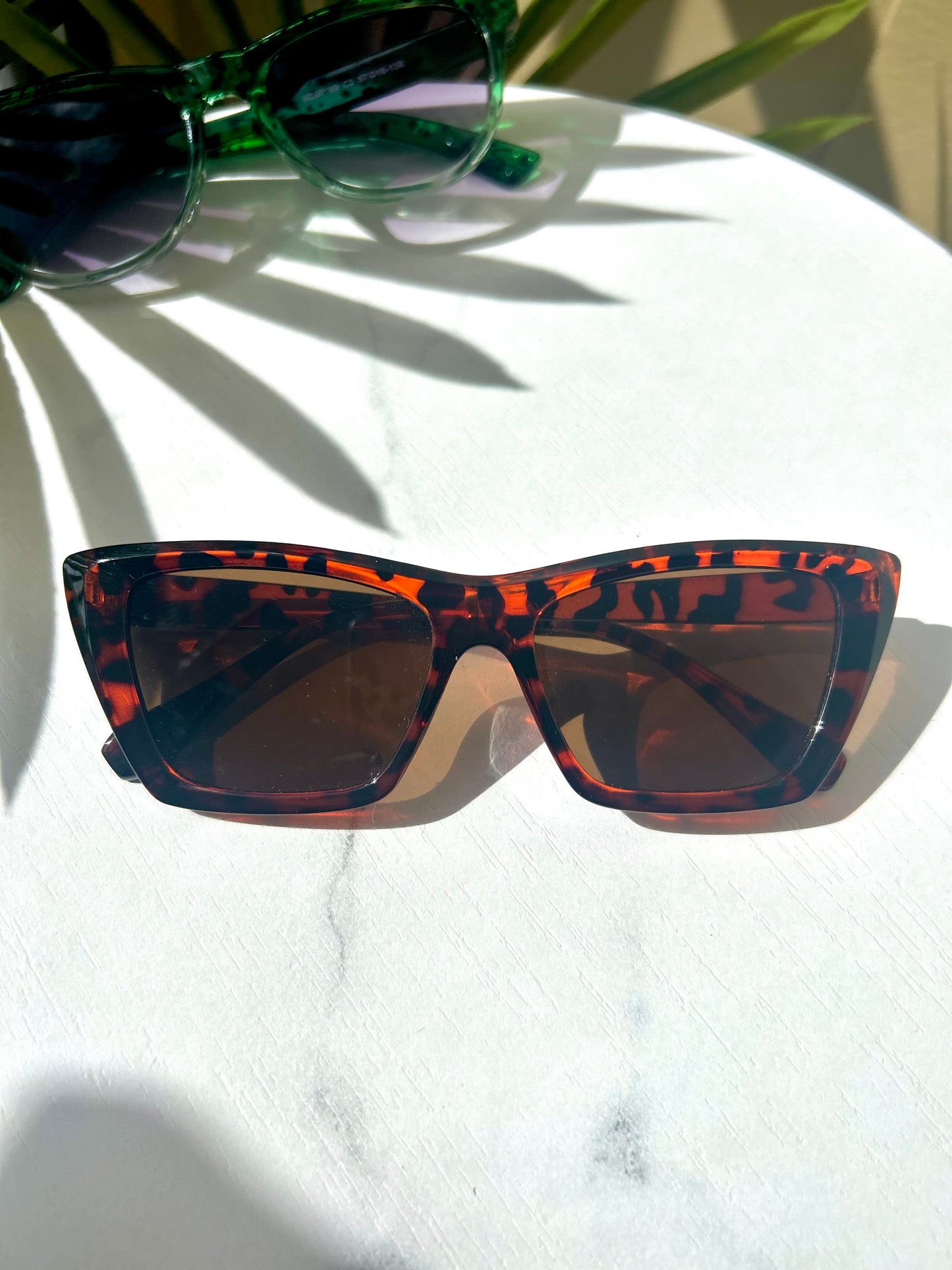 The Rebel Duo – Bold Square Sunglasses in Green Marble & Tortoise Brown | Bad Girl Diaries Eyewear Sunny Shades