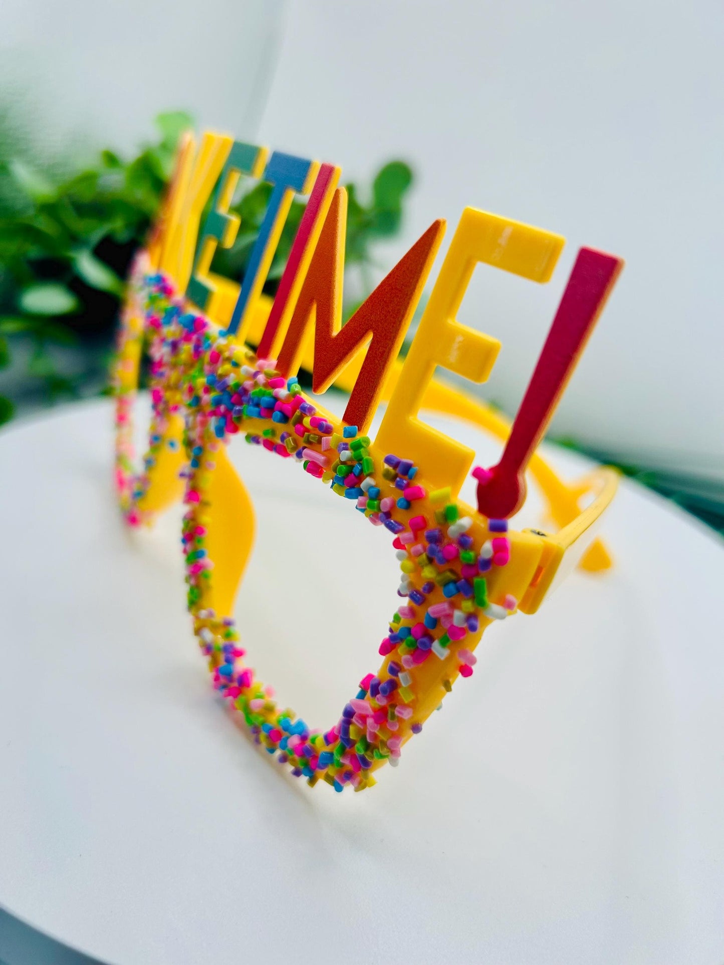 CAKE PARTY TIME Glasses Sprinkle Confetti Glasses Birthday Costume Glasses Pink or Yellow Novelty Eyewear Party Favor Accessories