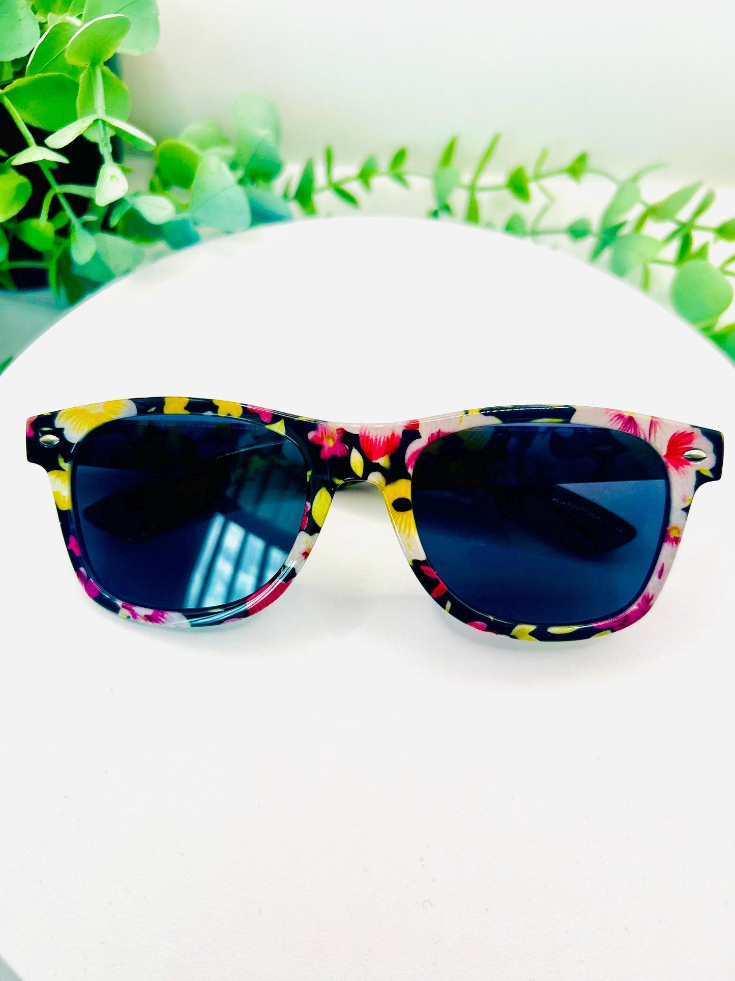 Tropic Like it’s Hott Floral Women Sunglasses| Retro Summer Festival Shades|Pink Yellow or Blue Red Flower Frames|Bad Girl Diaries Eyewear