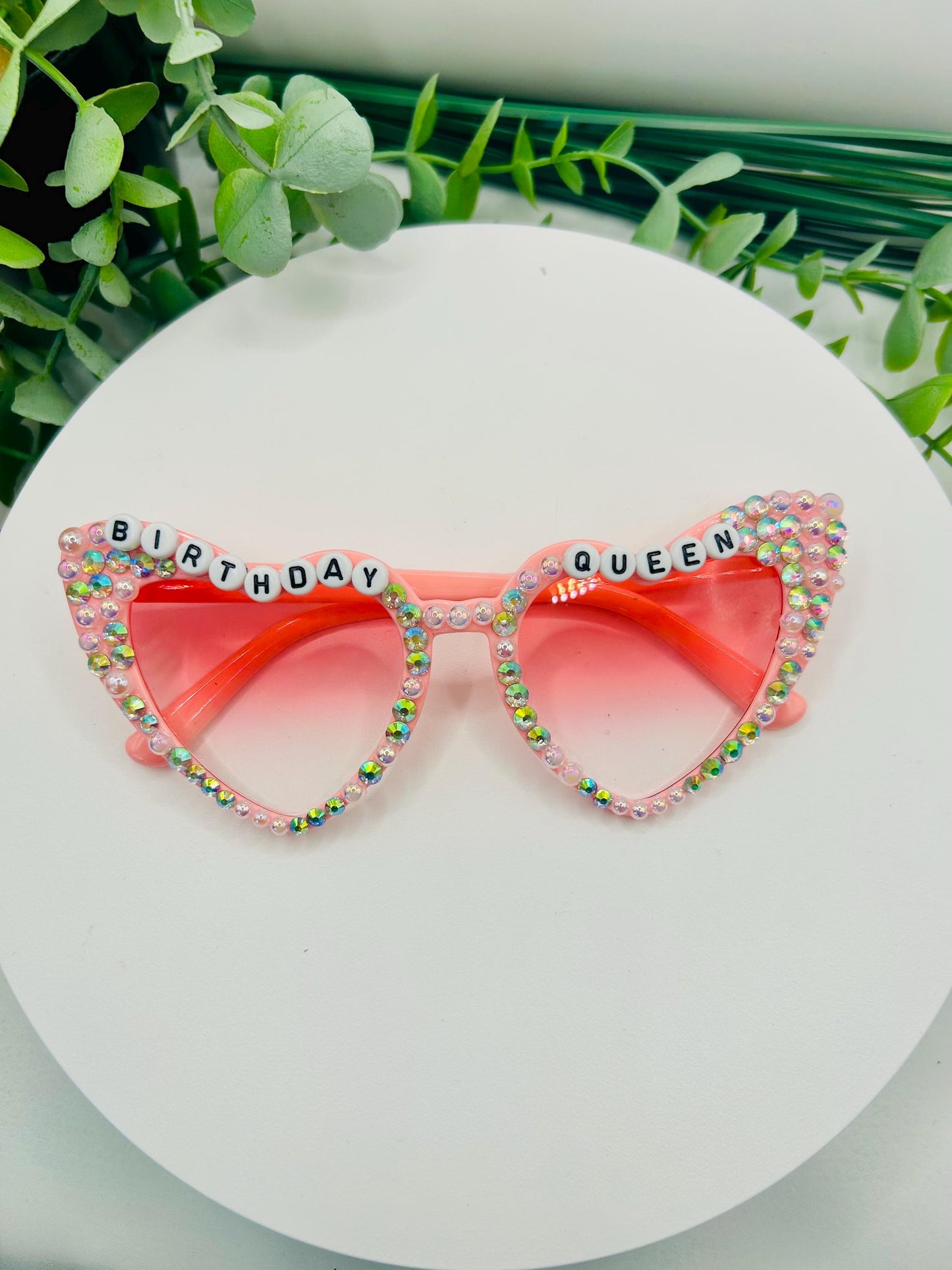 BIRTHDAY QUEEN Rhinestone Glasses Sparkle Glasses Birthday Costume Glasses Pink Novelty Eyewear Party Favor Girl Women Accessories