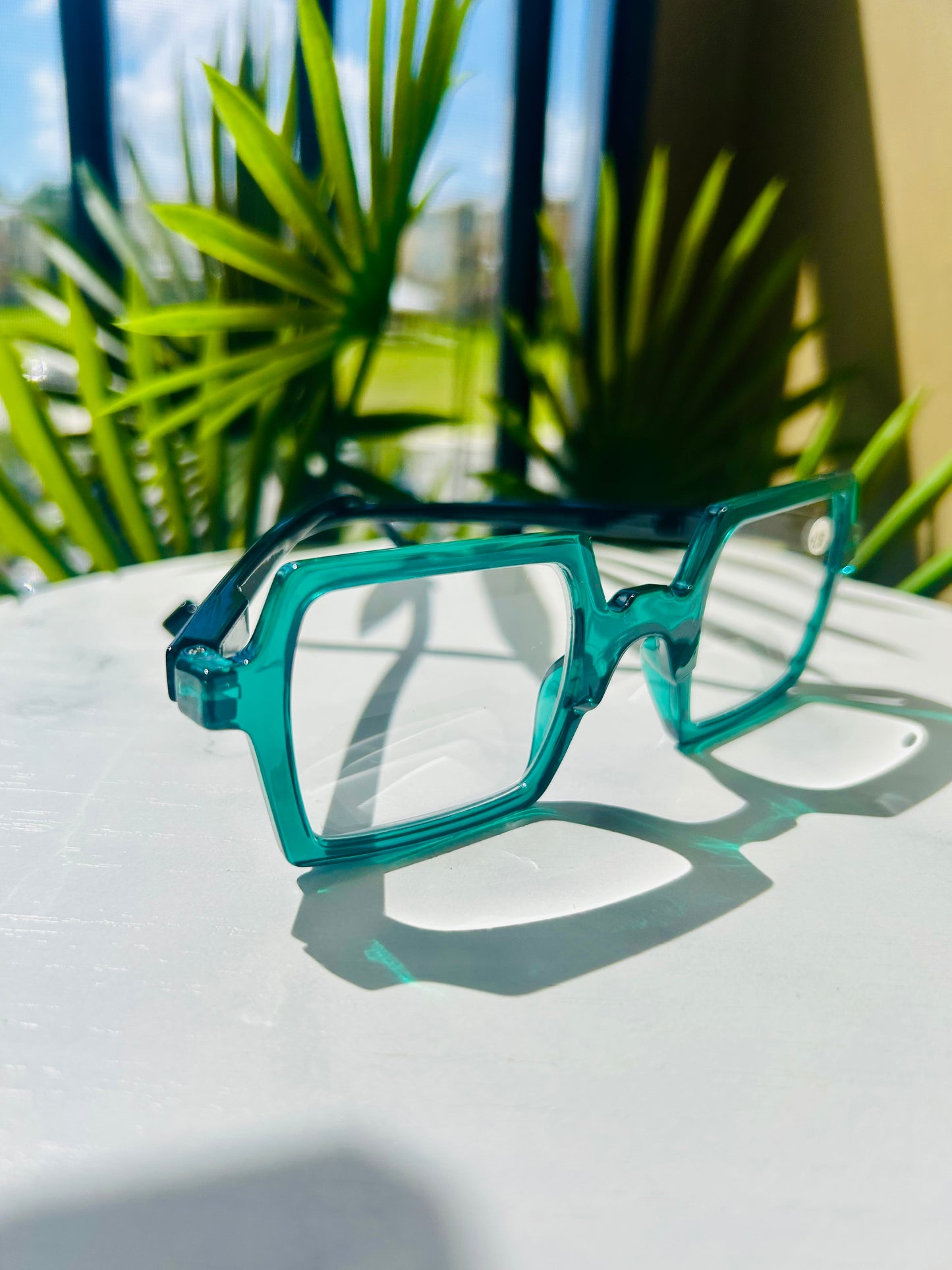 GameFace Readers – Unisex/Men Oversized Square Teal Reading Glasses Frames