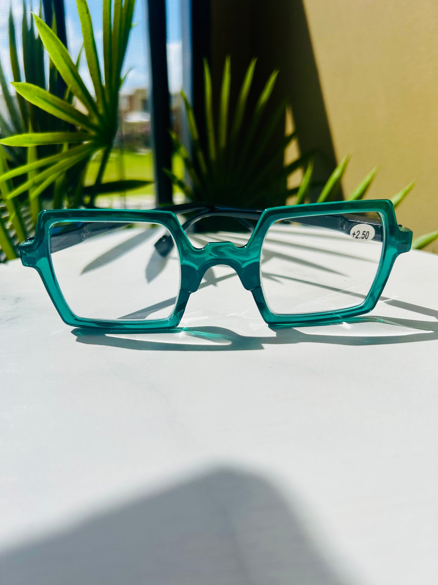 GameFace Readers – Unisex/Men Oversized Square Teal Reading Glasses Frames