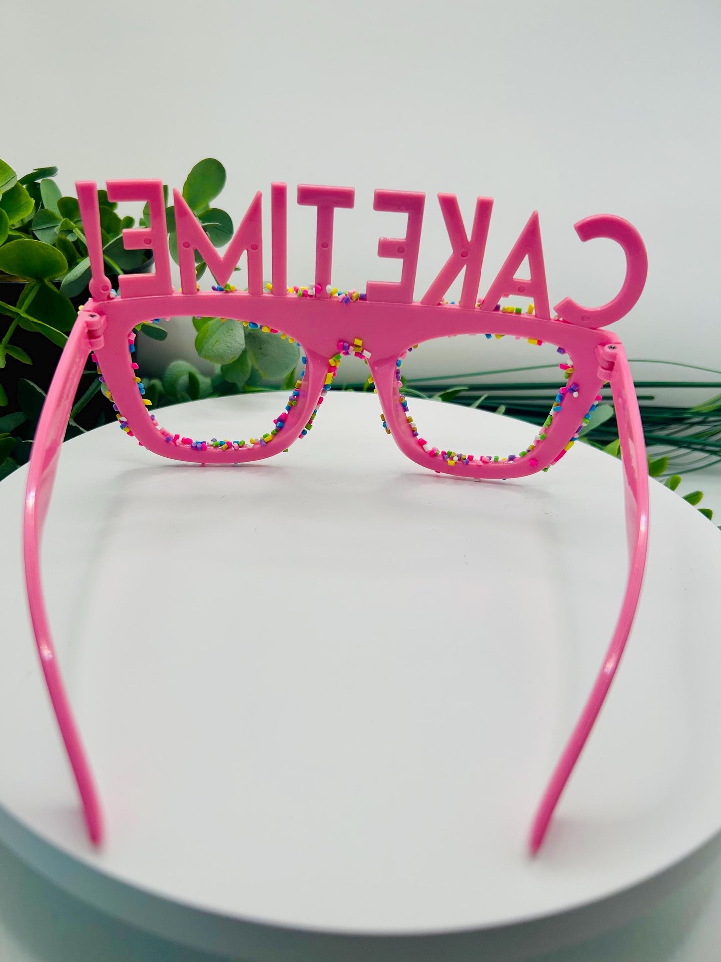 CAKE PARTY TIME Glasses Sprinkle Confetti Glasses Birthday Costume Glasses Pink or Yellow Novelty Eyewear Party Favor Accessories