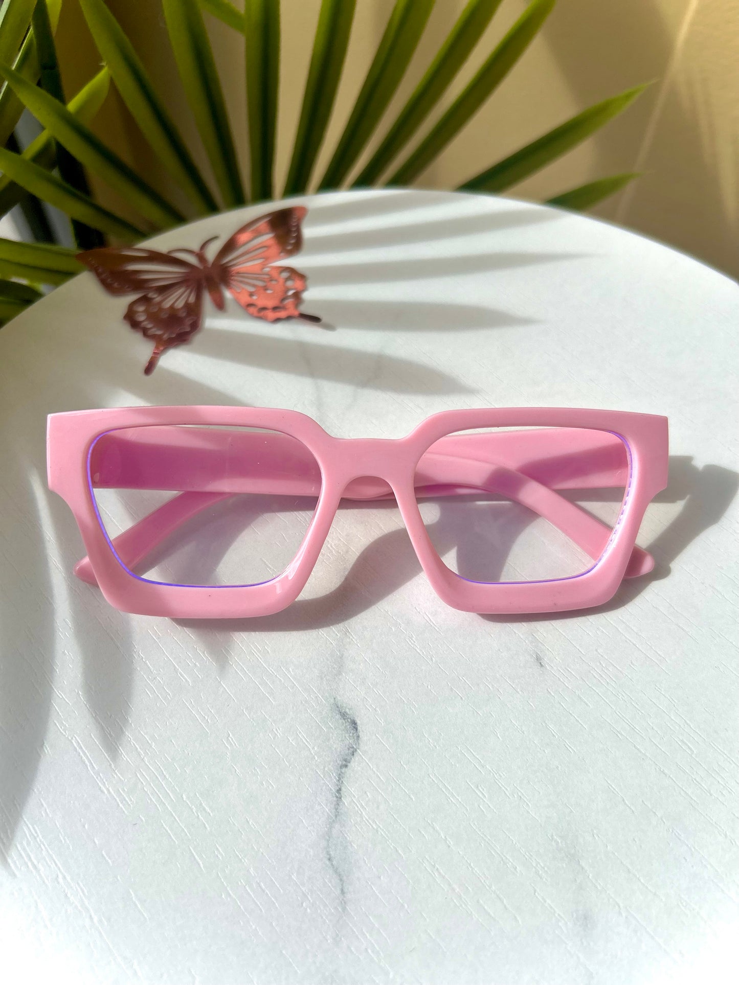 Bubblegum Pink Oversized Square Glasses Non-Prescription Fashion Eyewear | Women Statement Frames | Cute Bold Pink Eyewear Blue Light Blocki