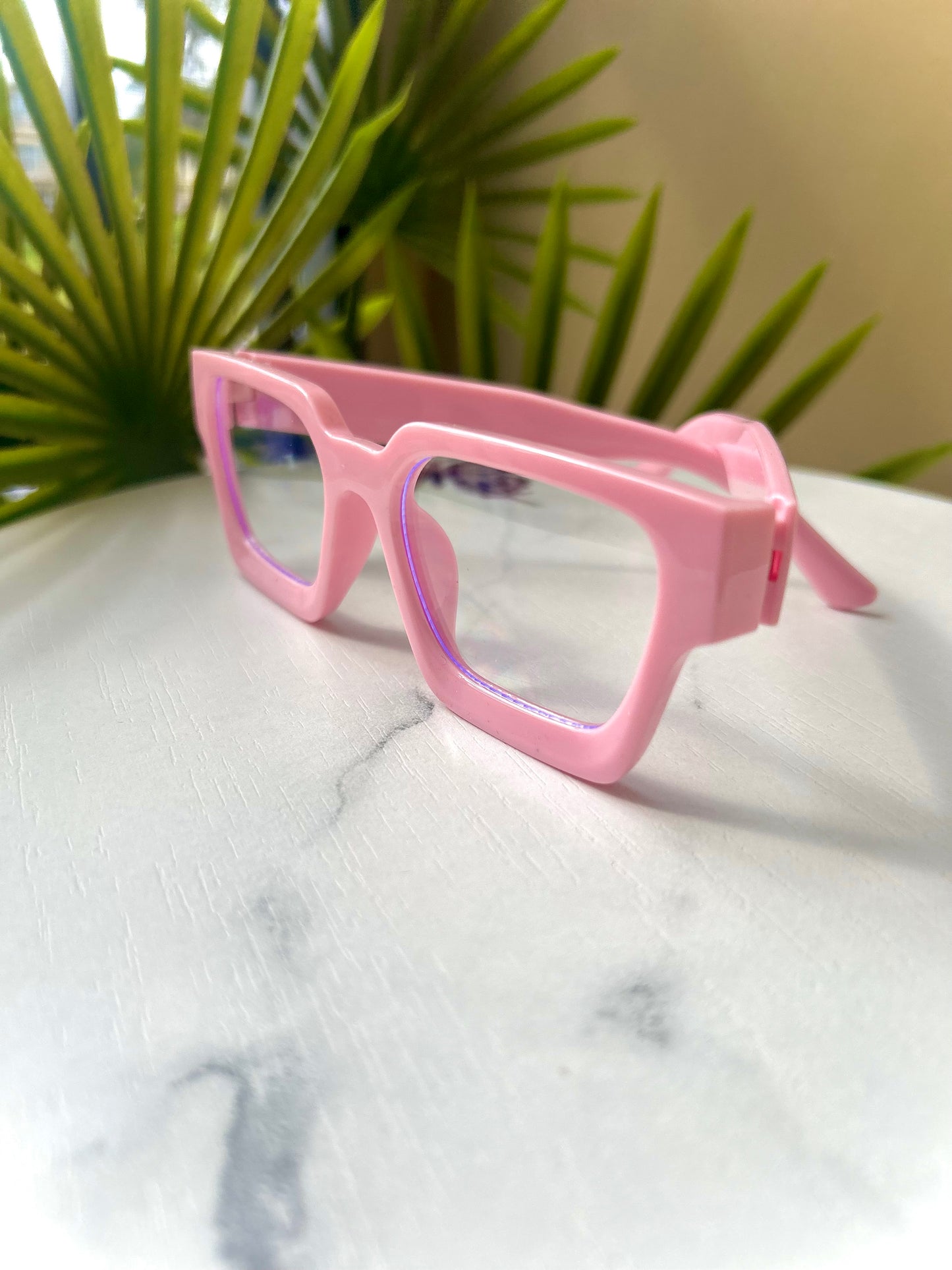 Bubblegum Pink Oversized Square Glasses Non-Prescription Fashion Eyewear | Women Statement Frames | Cute Bold Pink Eyewear Blue Light Blocki