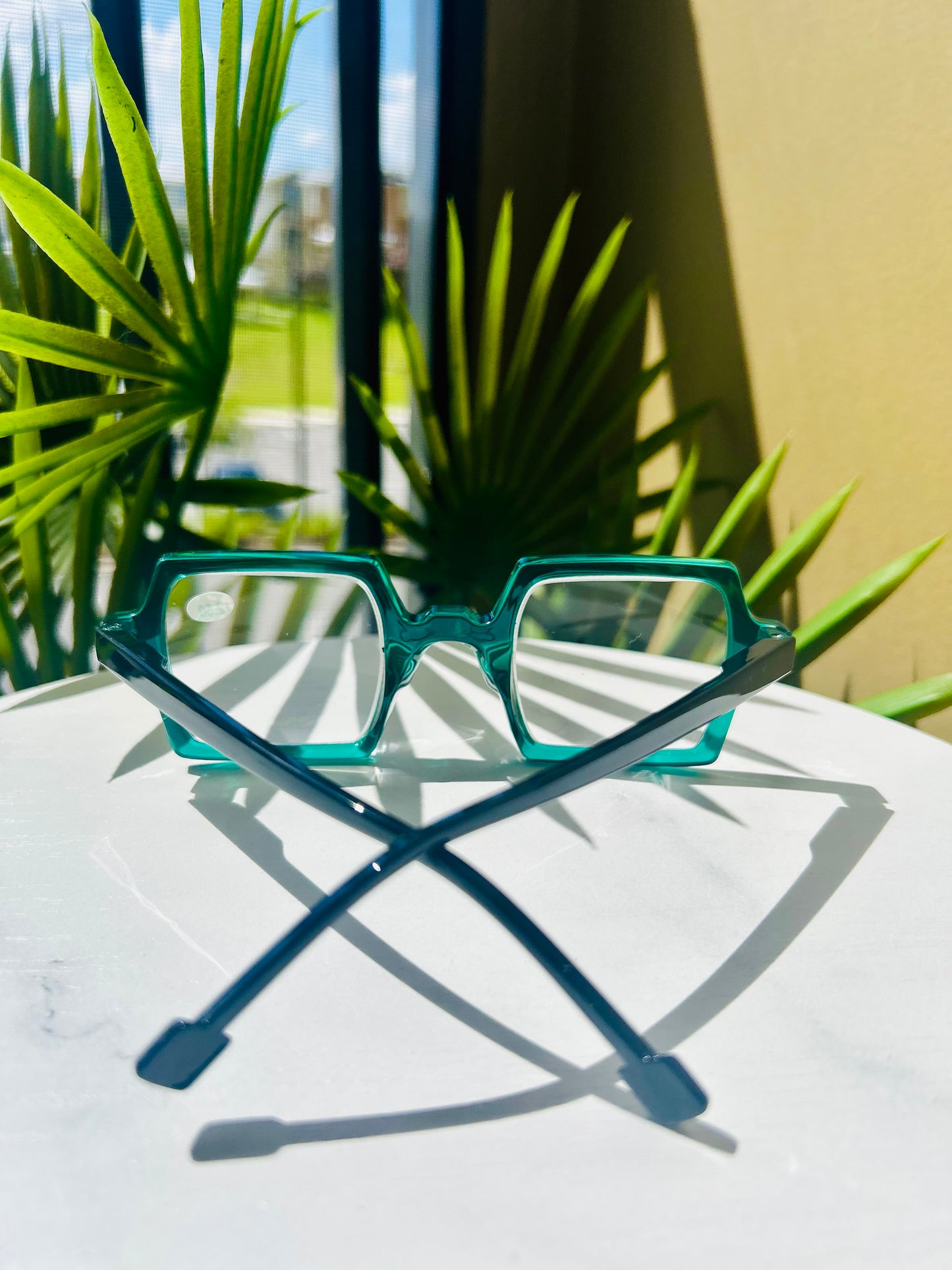 GameFace Readers – Unisex/Men Oversized Square Teal Reading Glasses Frames