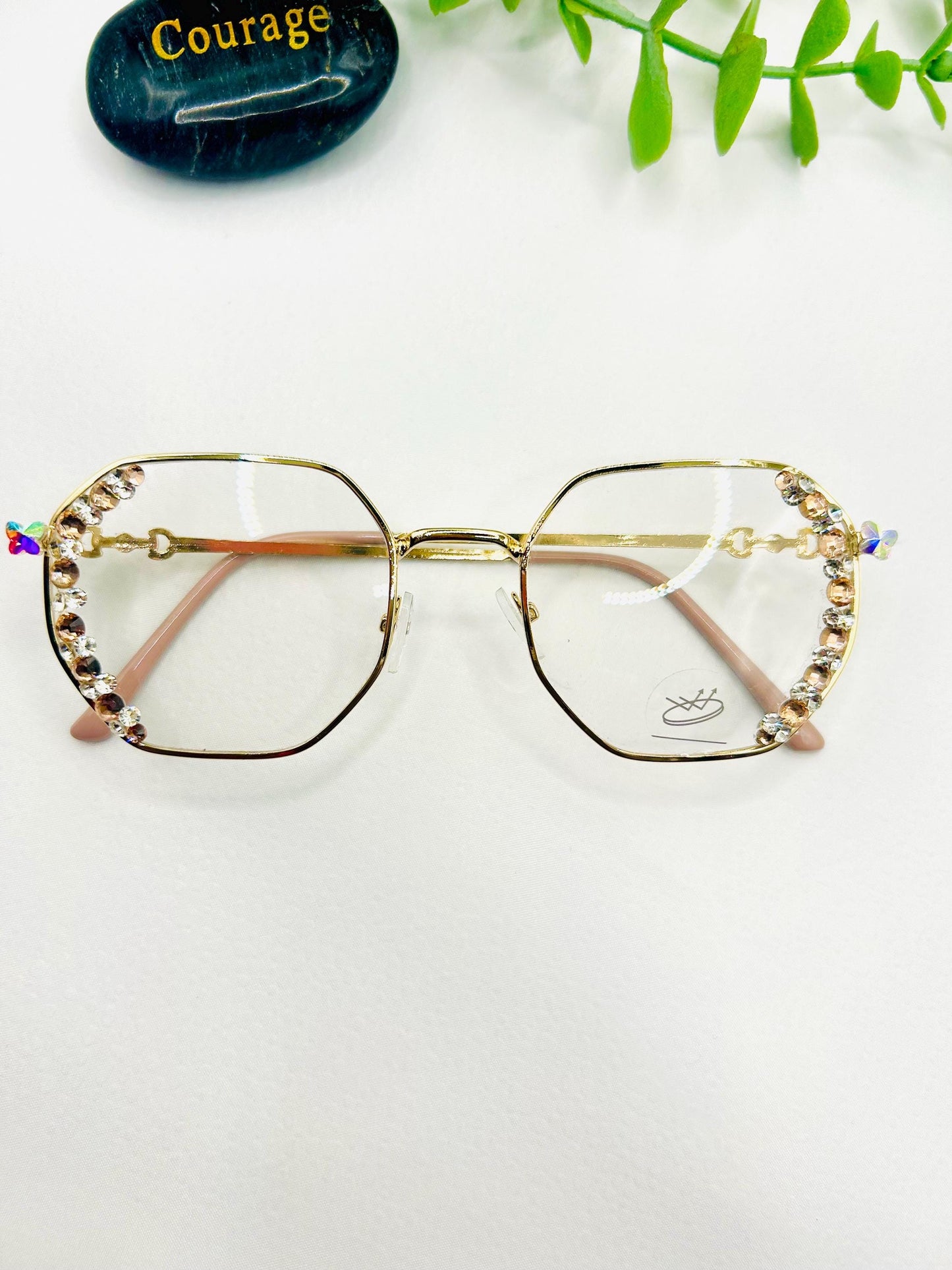 The Glitter Trap- Semi-Oversized Rainbow Glasses|Statement Bling Eyewear|Sparkle Frames|Non-Prescription Eyeglasses Festival Butterfly