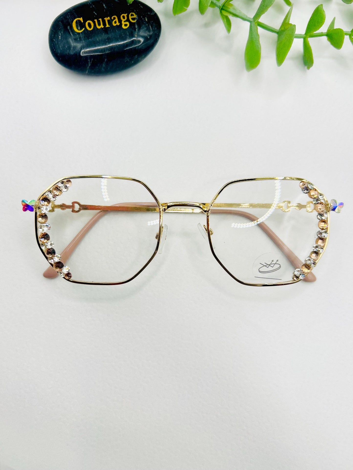 The Glitter Trap- Semi-Oversized Rainbow Glasses|Statement Bling Eyewear|Sparkle Frames|Non-Prescription Eyeglasses Festival Butterfly