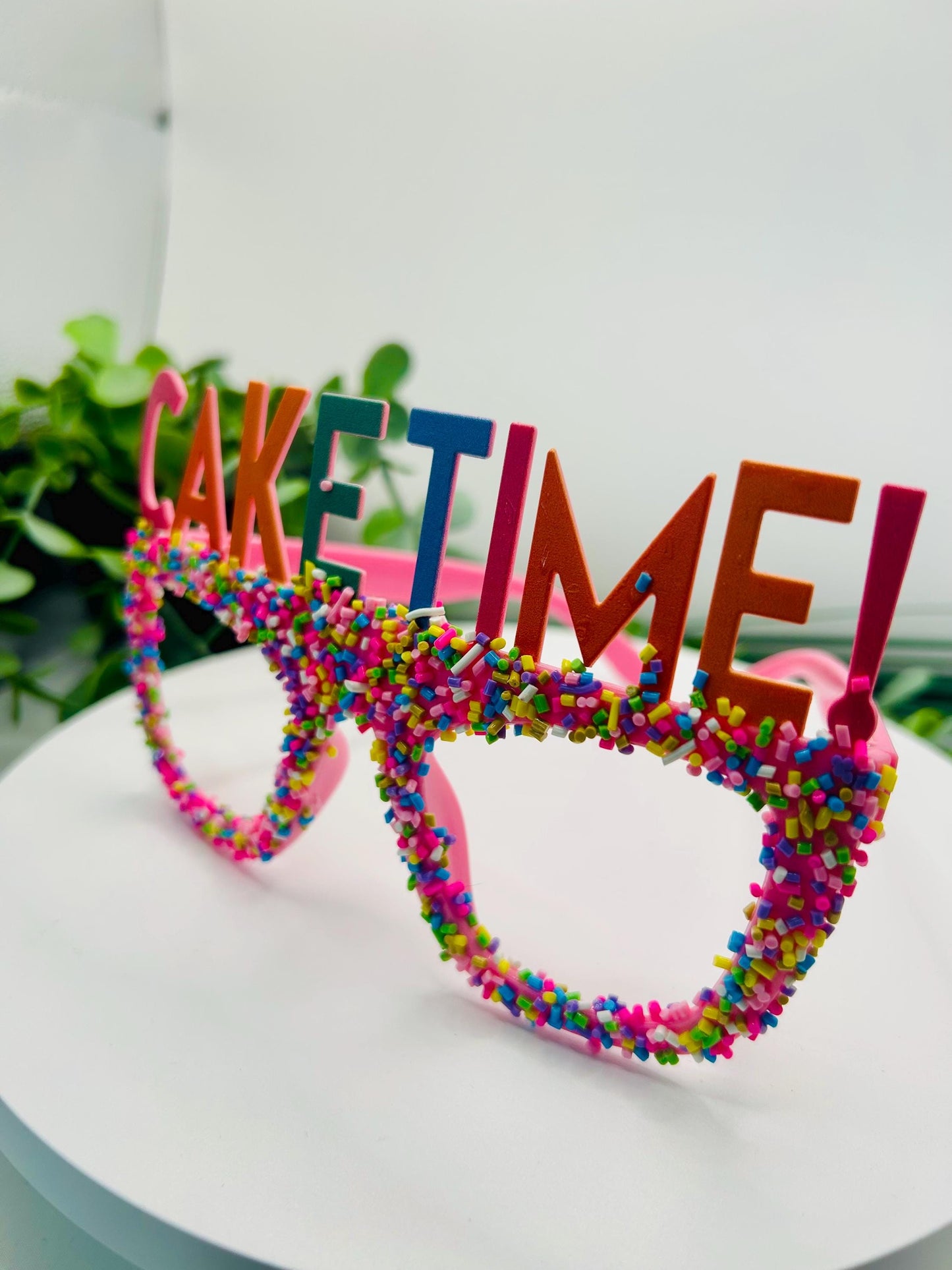 CAKE PARTY TIME Glasses Sprinkle Confetti Glasses Birthday Costume Glasses Pink or Yellow Novelty Eyewear Party Favor Accessories