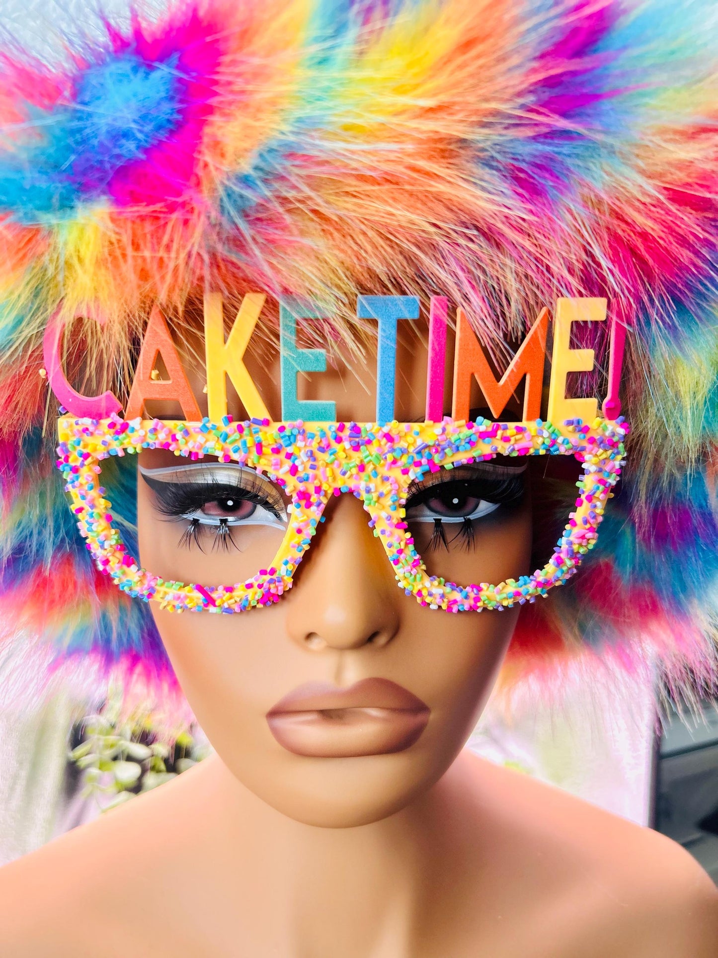 CAKE PARTY TIME Glasses Sprinkle Confetti Glasses Birthday Costume Glasses Pink or Yellow Novelty Eyewear Party Favor Accessories