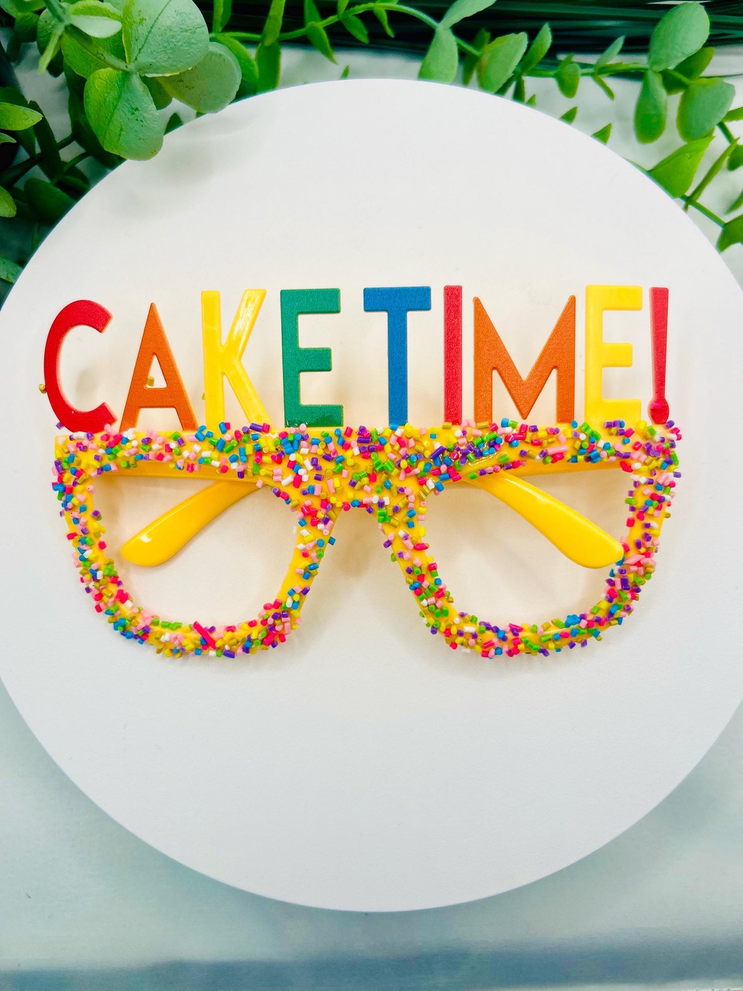 CAKE PARTY TIME Glasses Sprinkle Confetti Glasses Birthday Costume Glasses Pink or Yellow Novelty Eyewear Party Favor Accessories