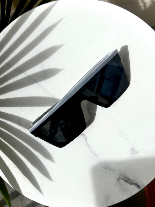Ali’s Platinum Knockout Shades Oversized Futuristic Men’s Sunglasses UV Protection Bold Silver & Black Fashion Retro Street Eyewear