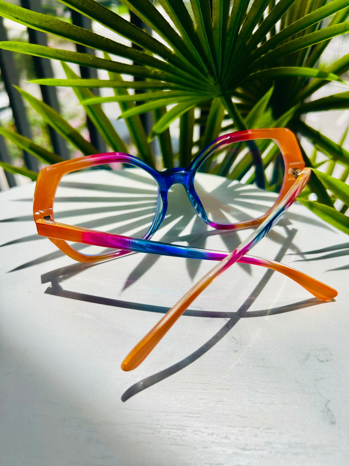 Bold Oversized Square Glasses – Leopard & Pink Fade Statement Frames