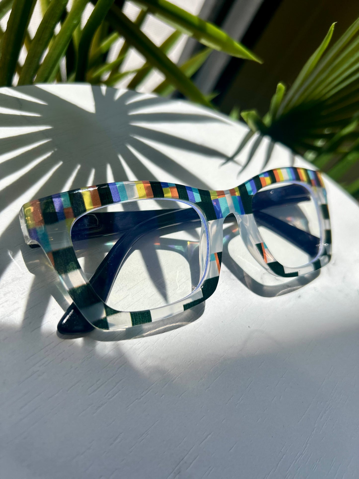 Kaleidoscope Killa – Bold Unapologetic Striped Square Glasses