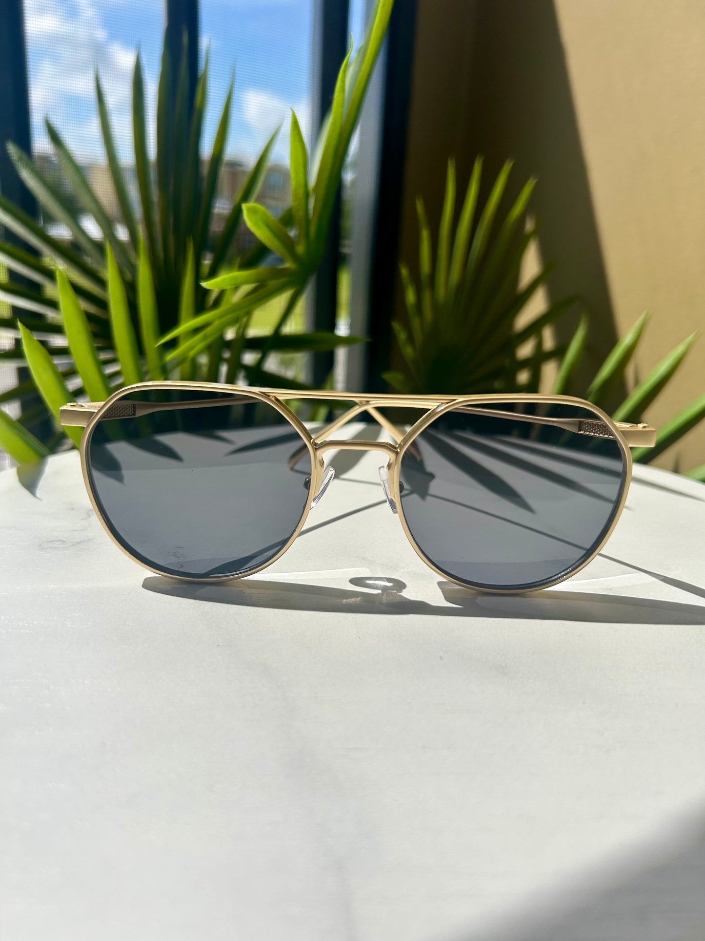 Savage & Solar – Round/Square Gold Frame Shades – Unisex/Men Oversized Glasses