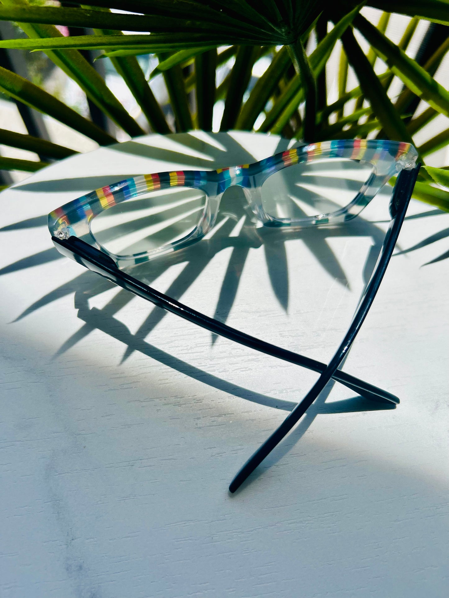 Kaleidoscope Killa – Bold Unapologetic Striped Square Glasses
