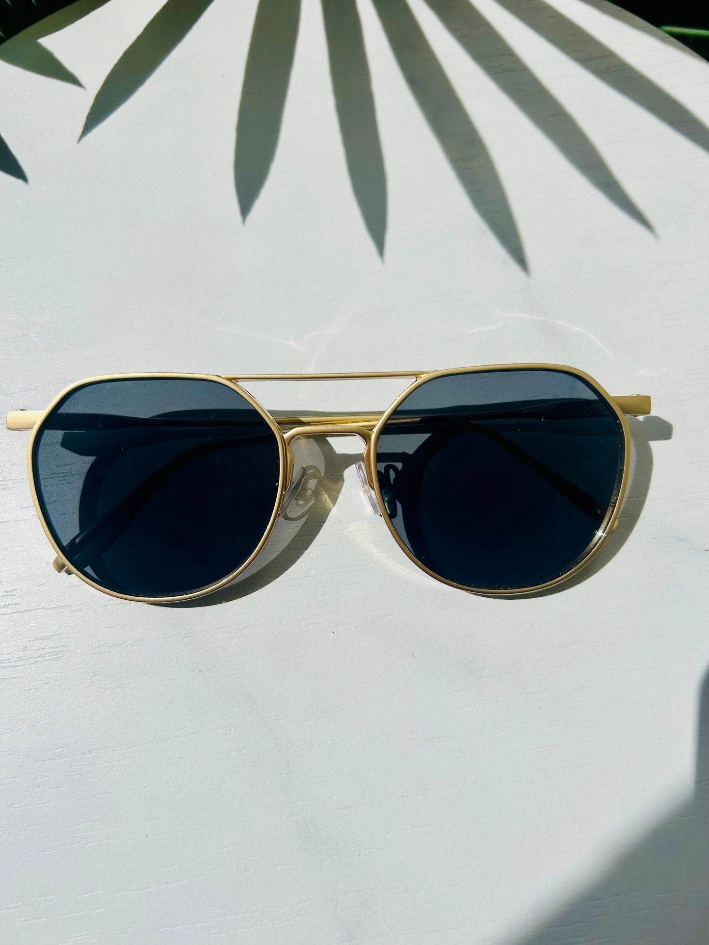 Savage & Solar – Round/Square Gold Frame Shades – Unisex/Men Oversized Glasses