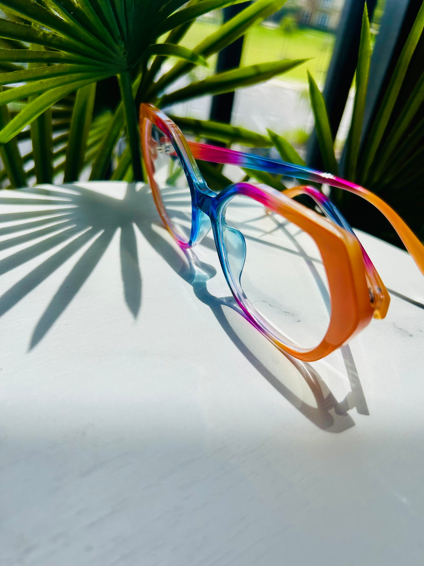 Bold Oversized Square Glasses – Leopard & Pink Fade Statement Frames