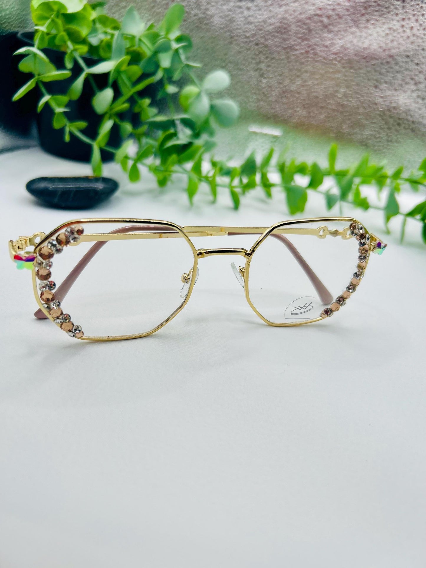 The Glitter Trap- Semi-Oversized Rainbow Glasses|Statement Bling Eyewear|Sparkle Frames|Non-Prescription Eyeglasses Festival Butterfly