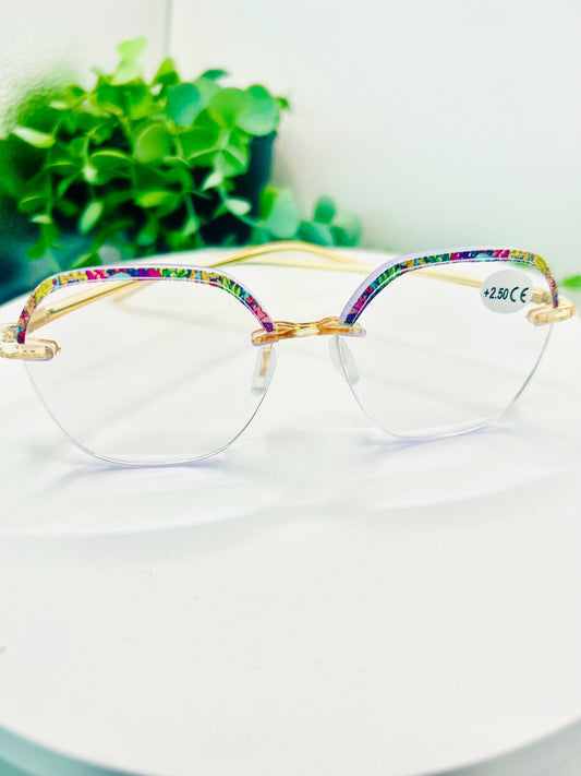(Readers)Rugrat Vibes Blue Light Reading Glasses – Colorful Retro Half-Rim +2.00 +2.50 | Vintage Nickelodeon Inspired Eyewear 250 Frames