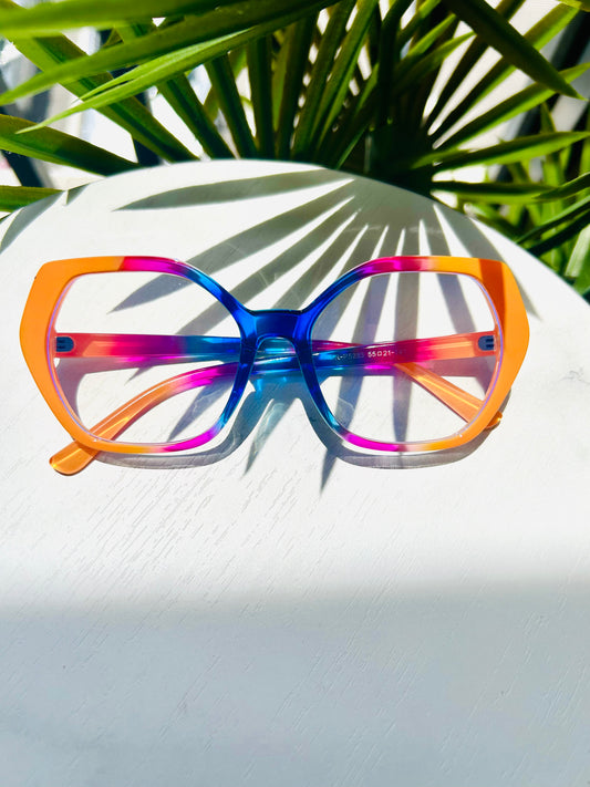 Fruit Punch Lemonade – Oversized Rainbow Colorful Scribble Glasses