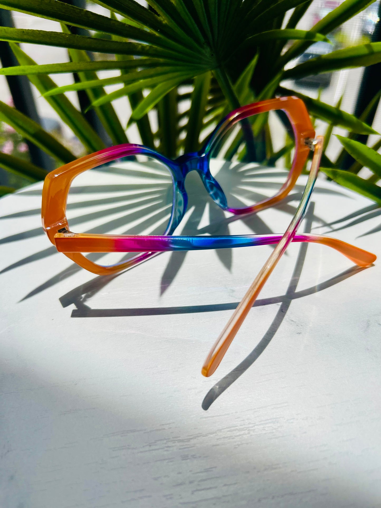 Bold Oversized Square Glasses – Leopard & Pink Fade Statement Frames