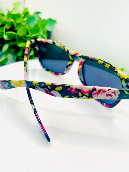 Tropic Like it’s Hott Floral Women Sunglasses| Retro Summer Festival Shades|Pink Yellow or Blue Red Flower Frames|Bad Girl Diaries Eyewear