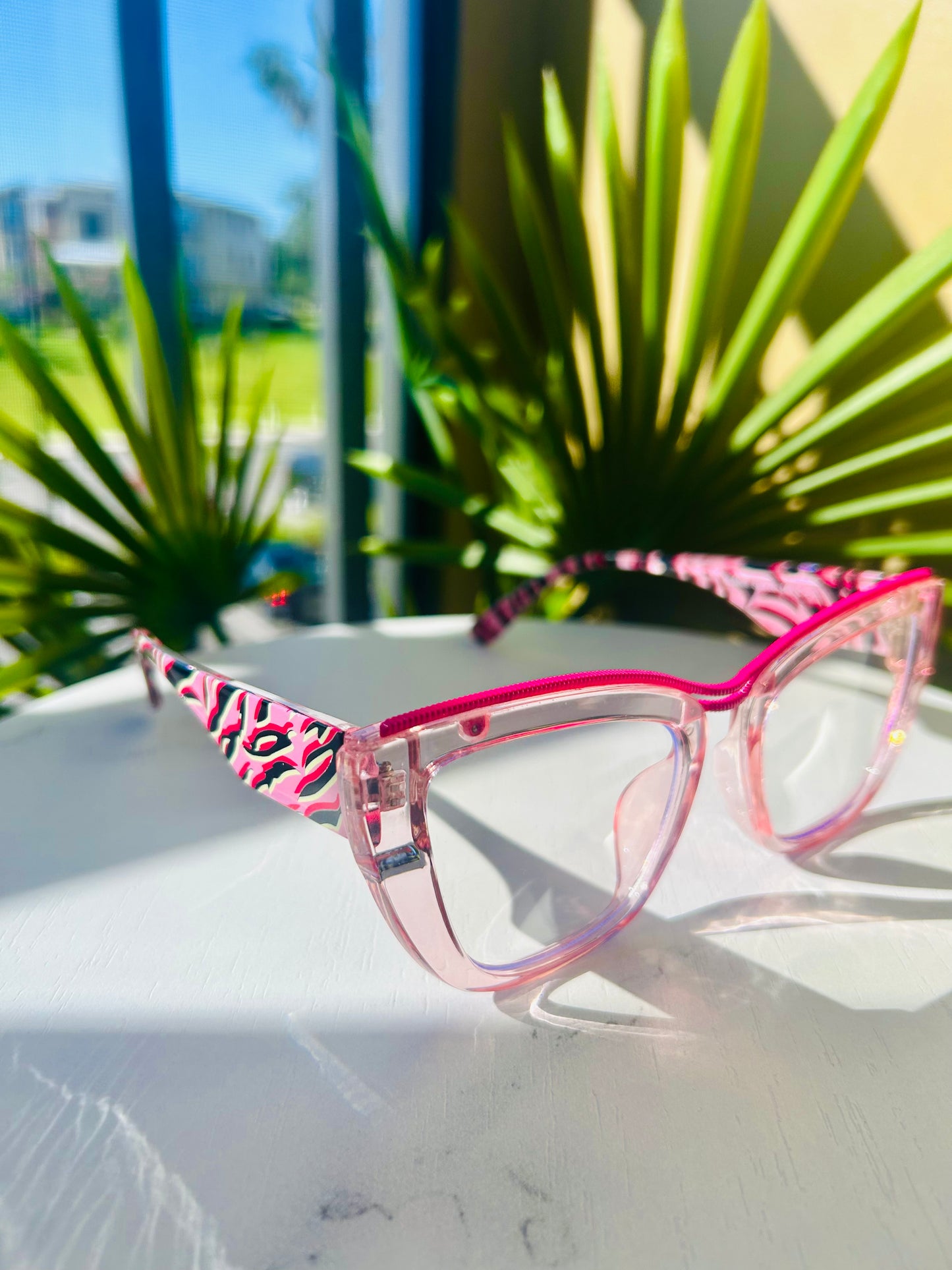 💅 Wild Thing – Bold Oversized Unapologetically Pink Zebra Cat-Eye Blue Light Glasses (LIMITED)