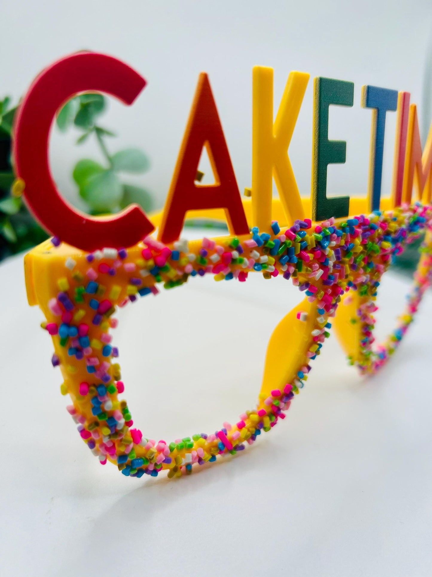 CAKE PARTY TIME Glasses Sprinkle Confetti Glasses Birthday Costume Glasses Pink or Yellow Novelty Eyewear Party Favor Accessories