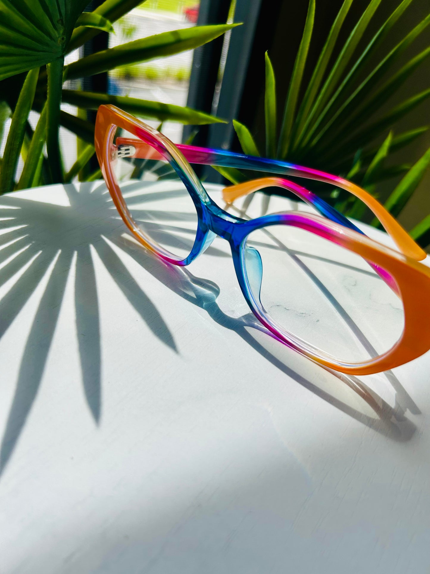 Bold Oversized Square Glasses – Leopard & Pink Fade Statement Frames