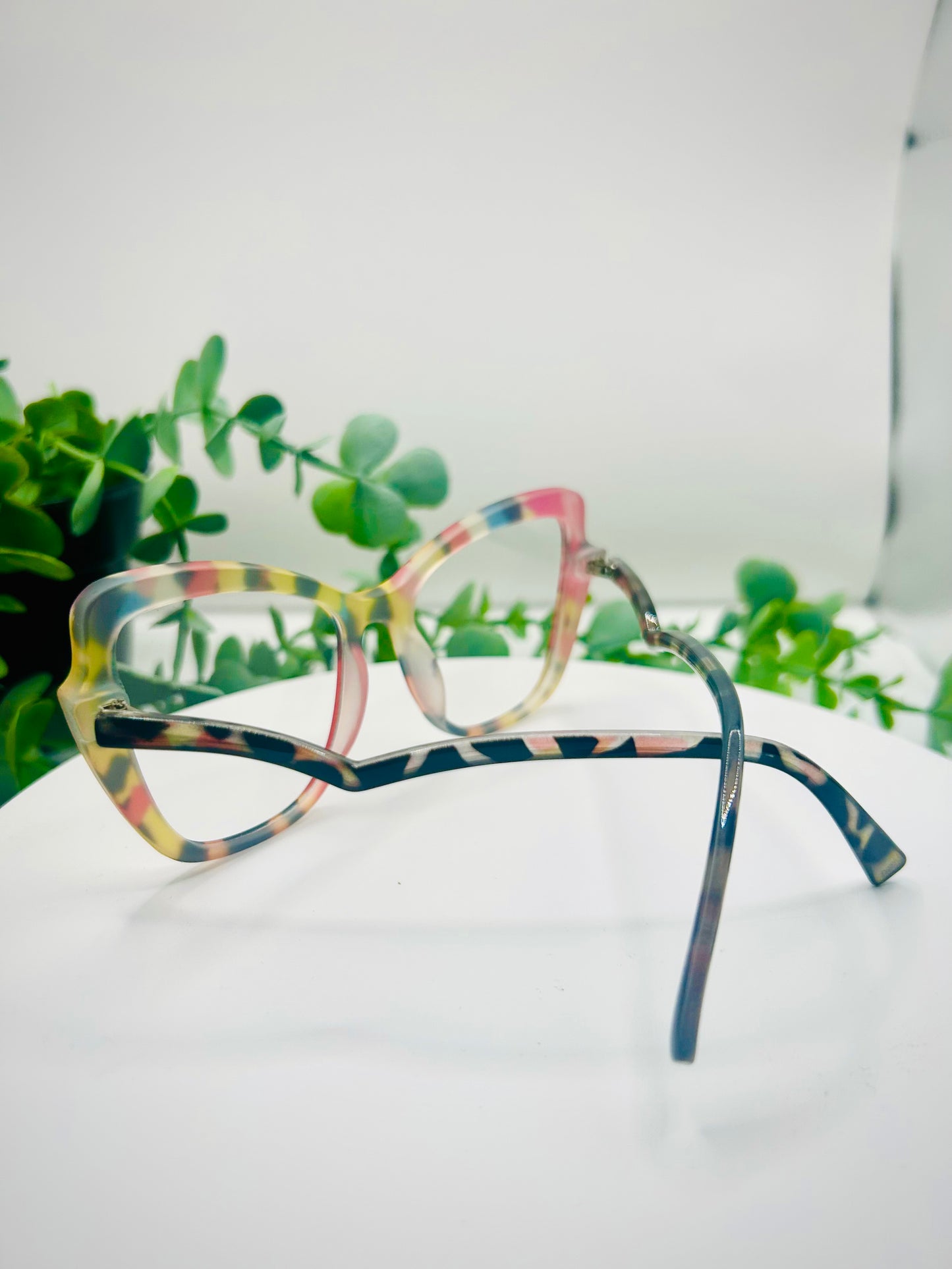 Print Me Baby Colorful Oversized Cat Eye Glasses Wild Playful Women Bold Printed Statement Eyewear Funky Non-Prescription Blue Light Glasses