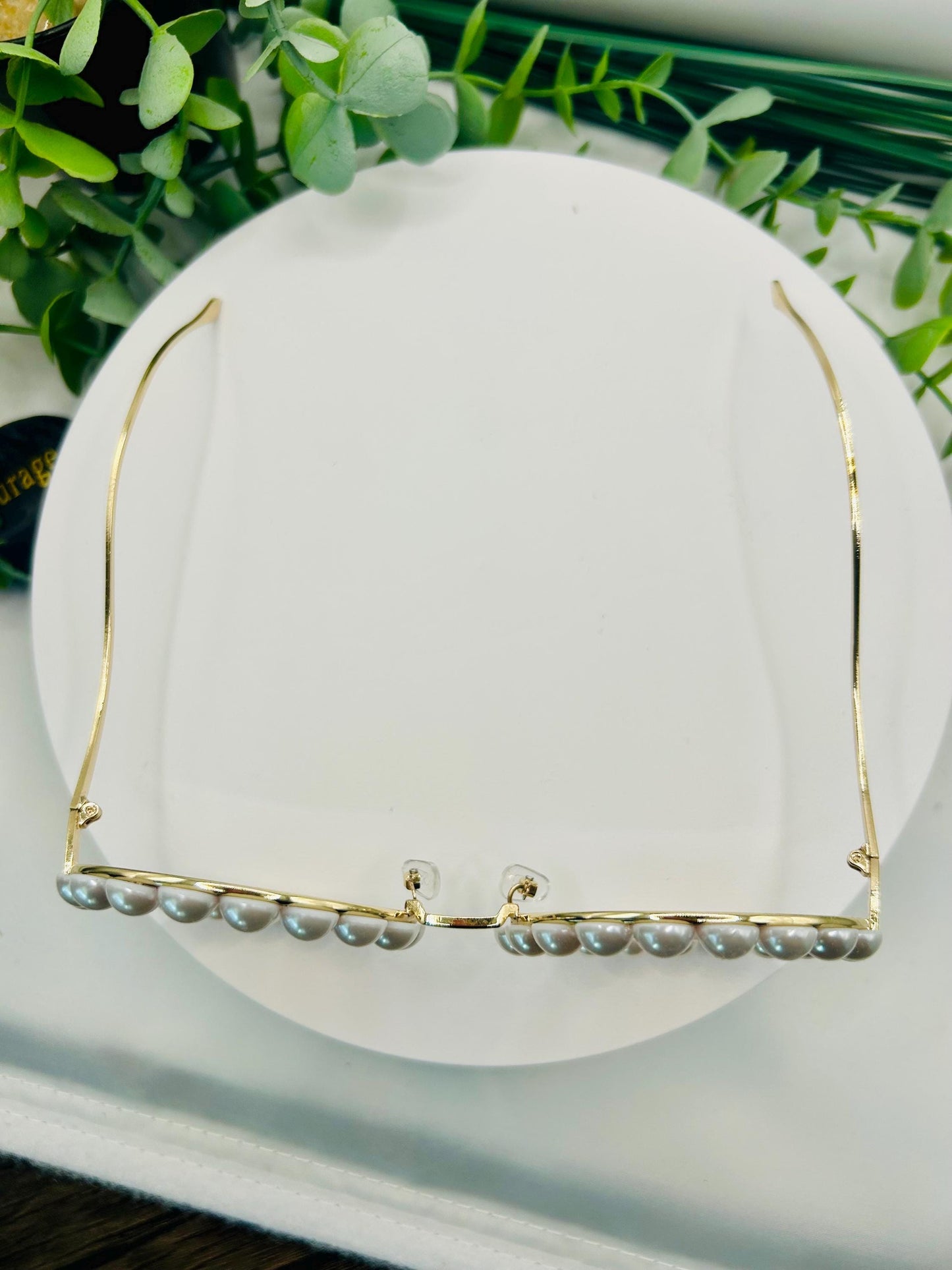 Pearl Please Round Sunglasses-Oversized Vintage Glam Statement Frames Luxury Circle Brown Sparkle Trendy Summer Shades Festival Eyeglasses