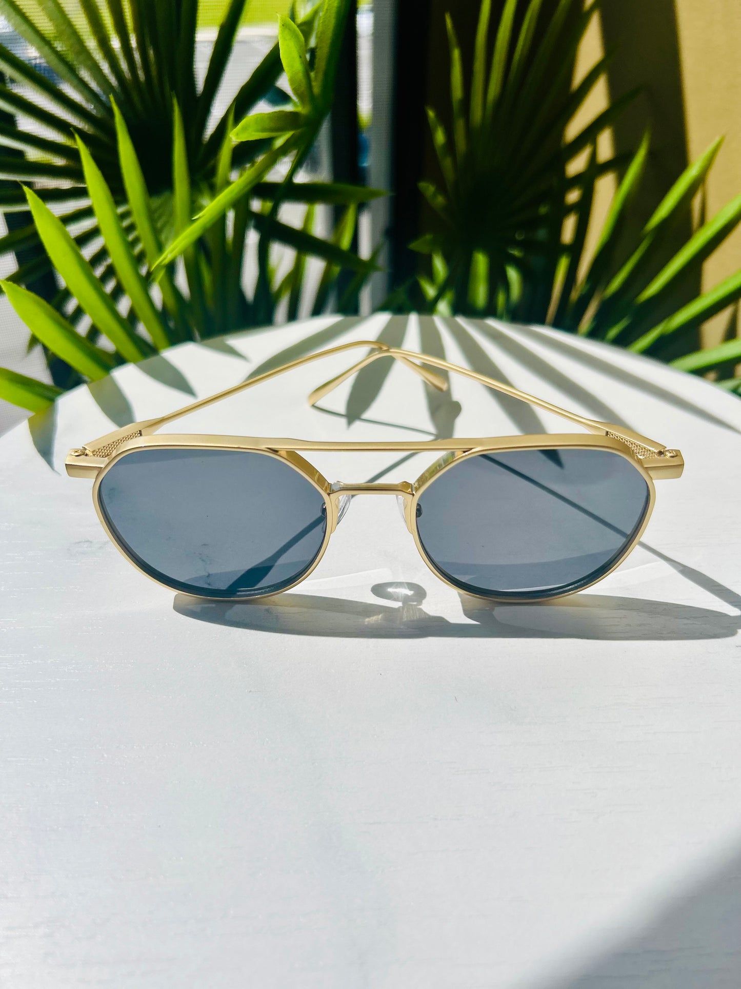 Savage & Solar – Round/Square Gold Frame Shades – Unisex/Men Oversized Glasses