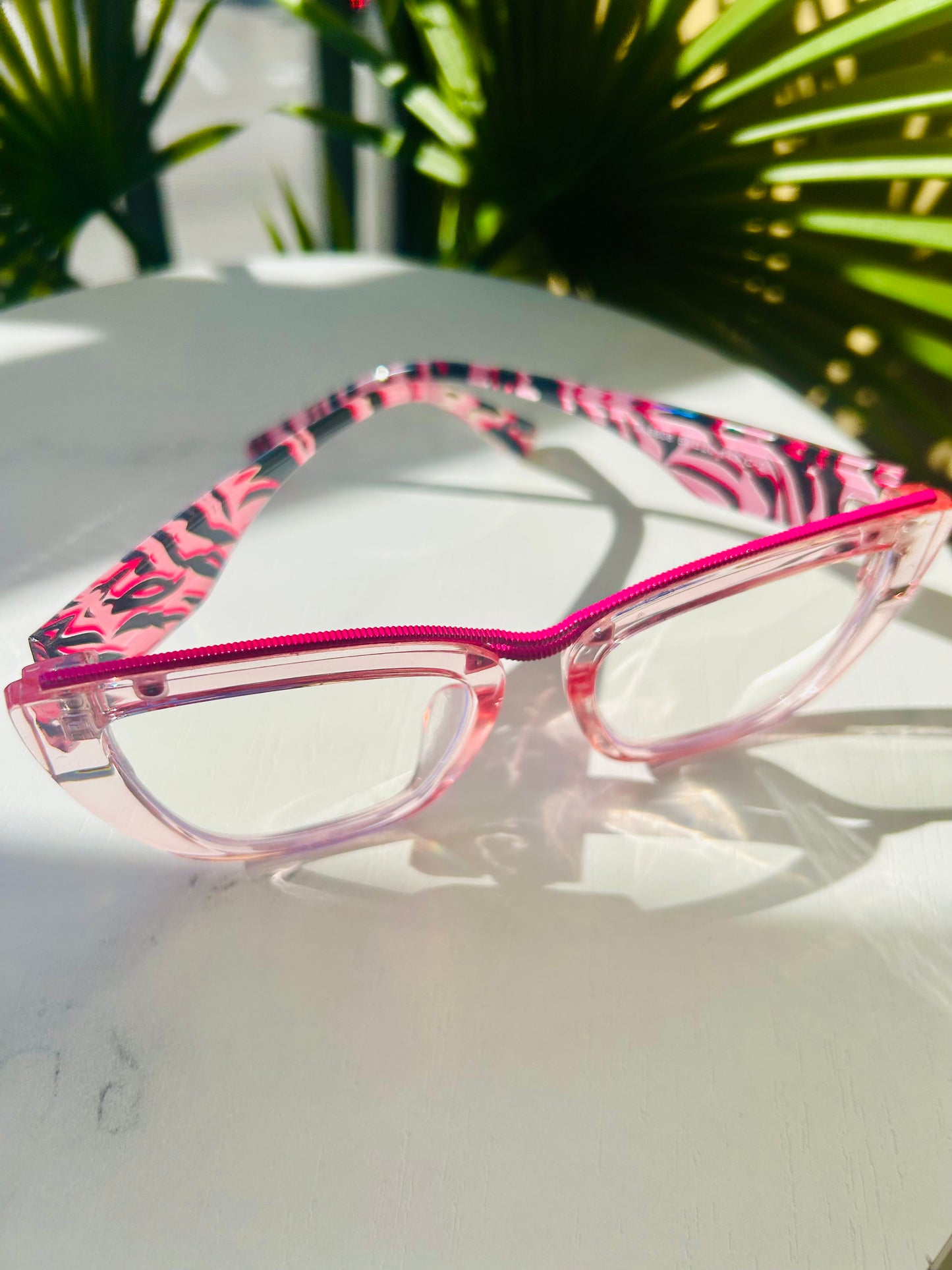 💅 Wild Thing – Bold Oversized Unapologetically Pink Zebra Cat-Eye Blue Light Glasses (LIMITED)