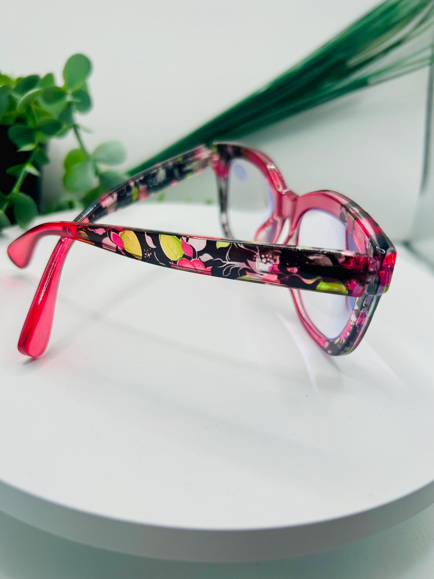 (Readers) Garden Flowers Oversized Floral Square Reading Glasses 2.25 2.50 2.75 Blue Light Blocking Bold Spring Pastel Women Eyewear
