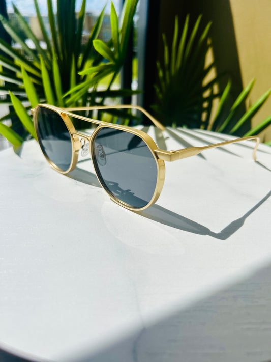 Savage & Solar – Round/Square Gold Frame Shades – Unisex/Men Oversized Glasses