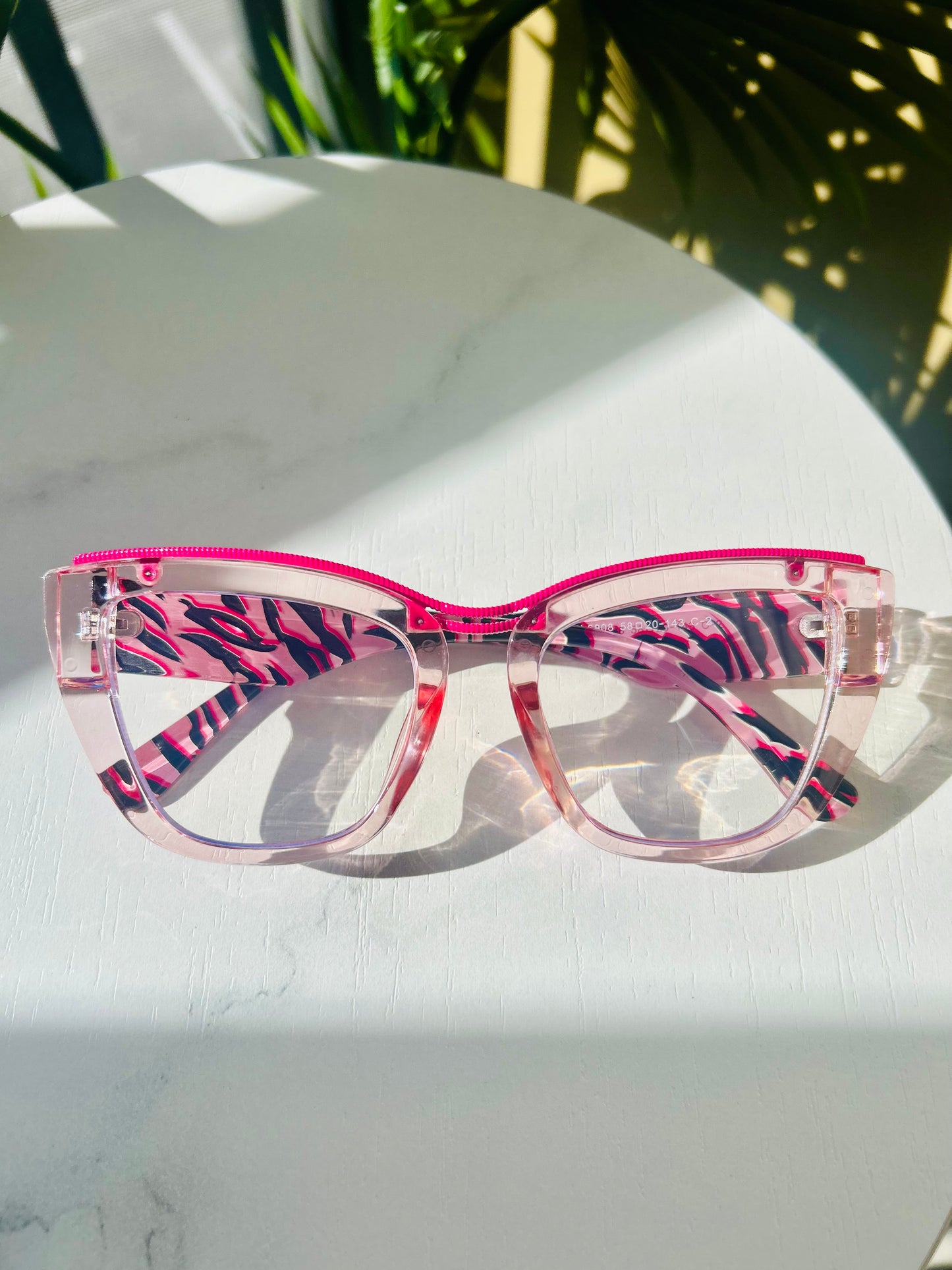 💅 Wild Thing – Bold Oversized Unapologetically Pink Zebra Cat-Eye Blue Light Glasses (LIMITED)