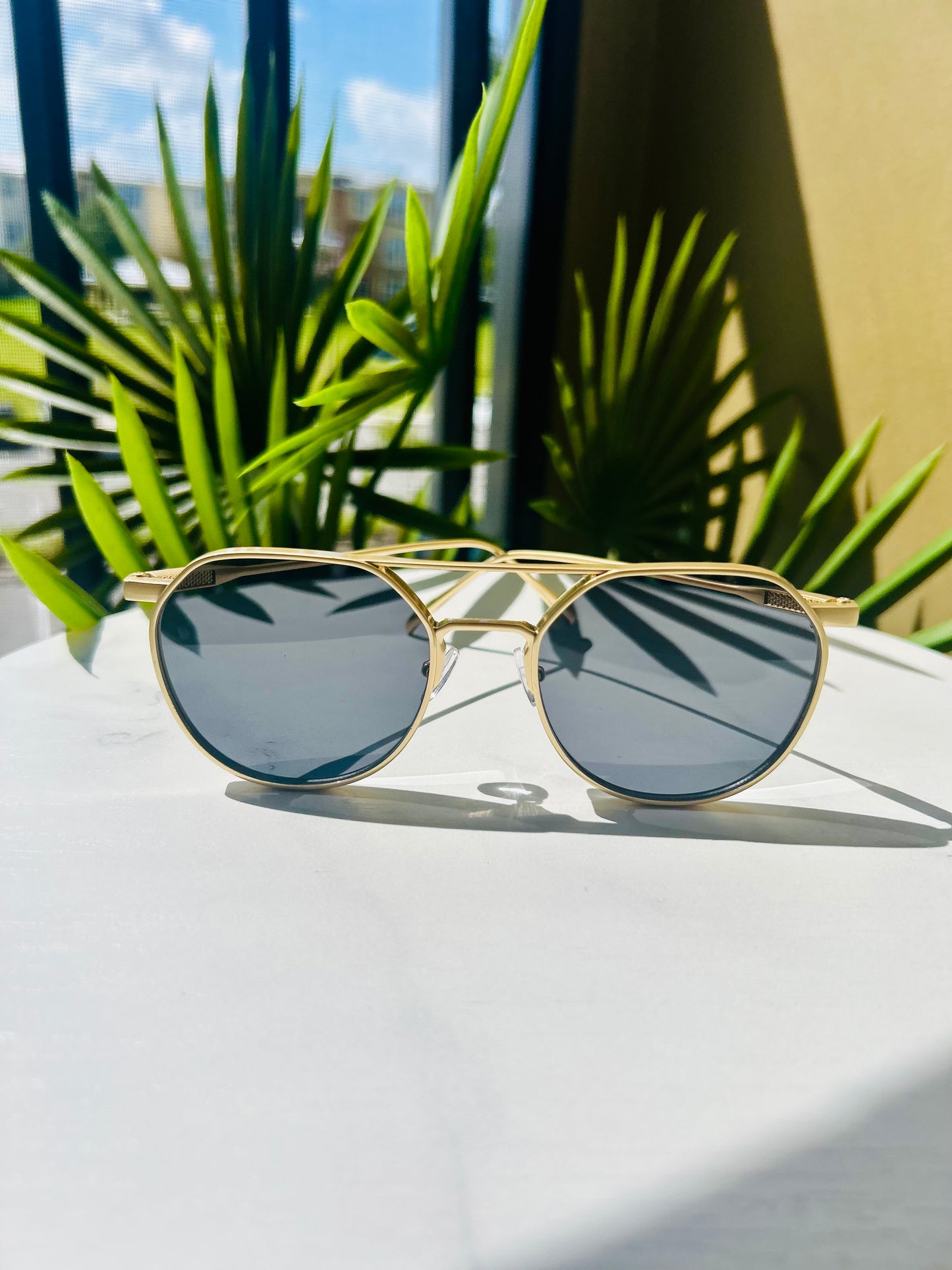 Savage & Solar – Round/Square Gold Frame Shades – Unisex/Men Oversized Glasses