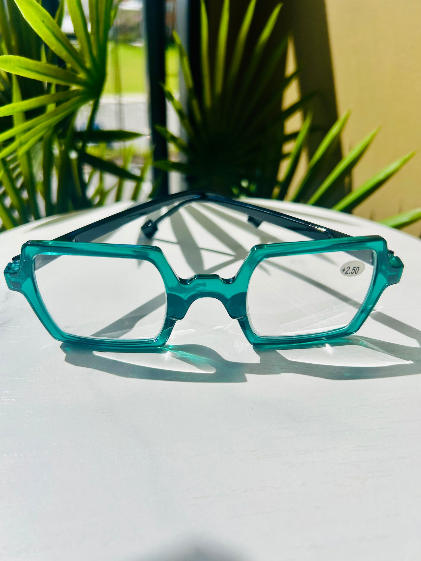 GameFace Readers – Unisex/Men Oversized Square Teal Reading Glasses Frames