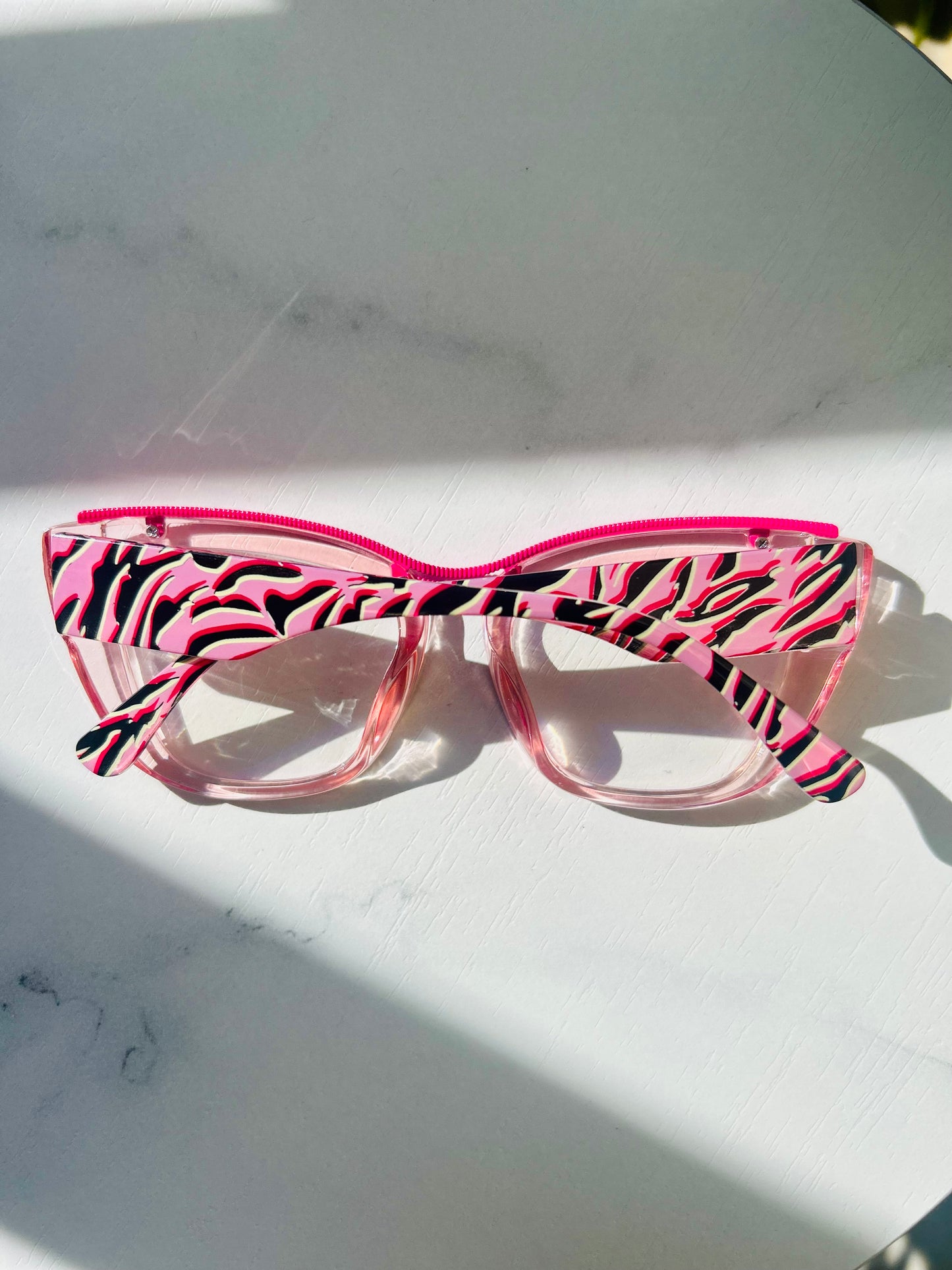 💅 Wild Thing – Bold Oversized Unapologetically Pink Zebra Cat-Eye Blue Light Glasses (LIMITED)