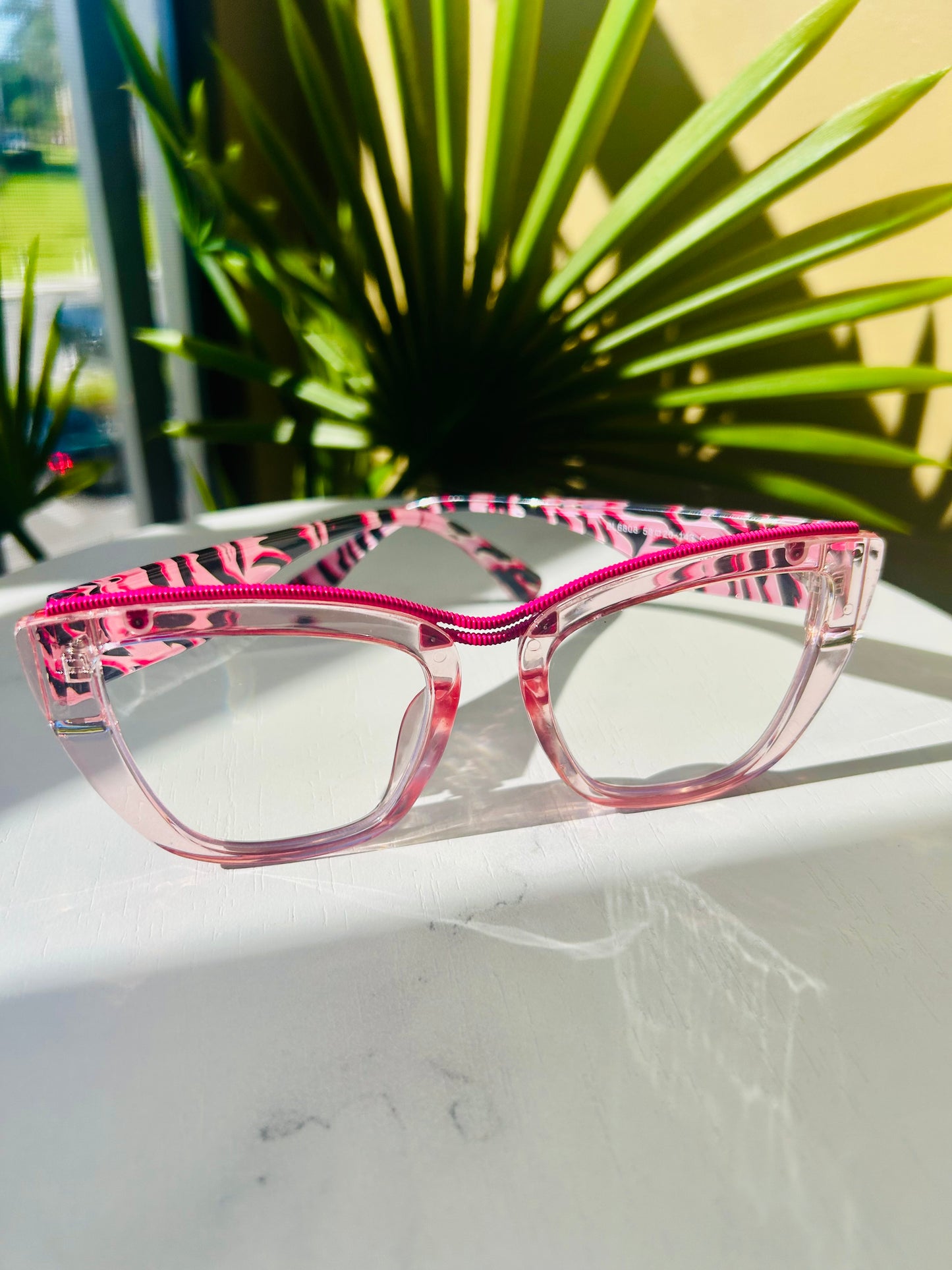 💅 Wild Thing – Bold Oversized Unapologetically Pink Zebra Cat-Eye Blue Light Glasses (LIMITED)