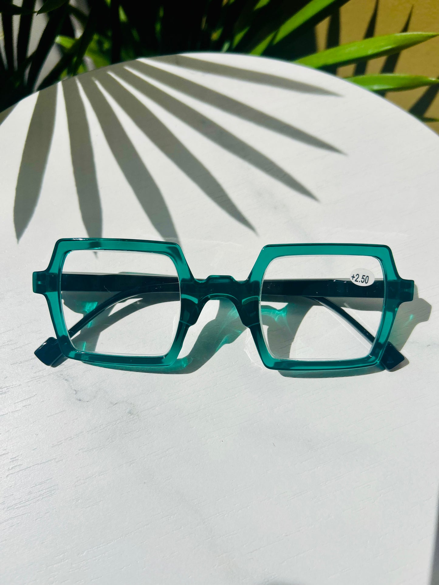 GameFace Readers – Unisex/Men Oversized Square Teal Reading Glasses Frames