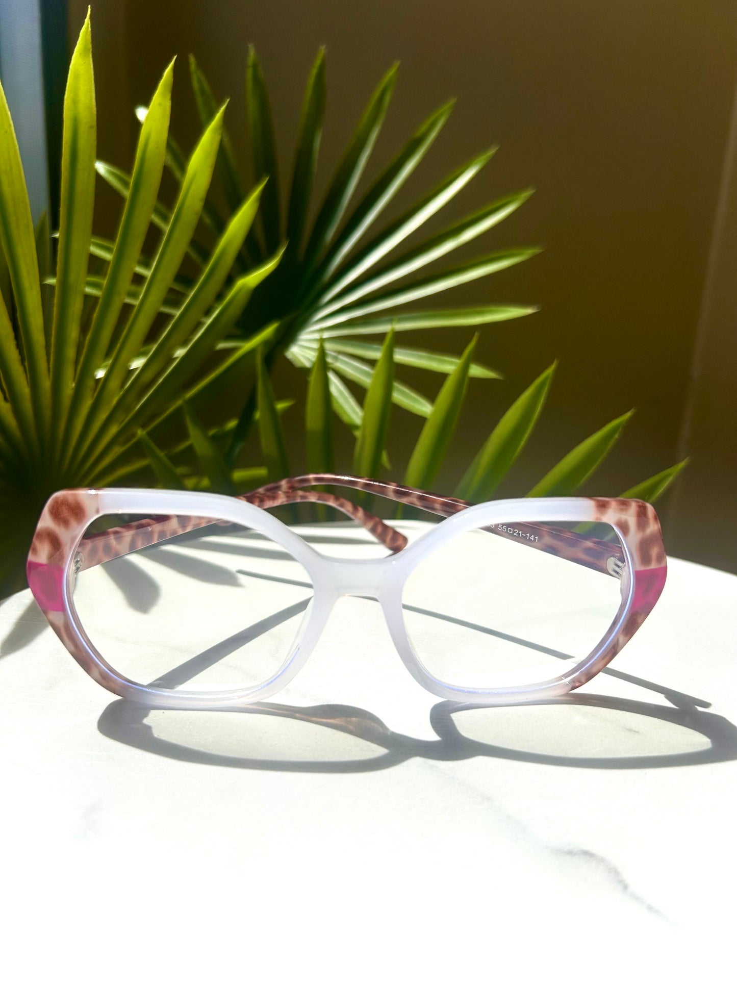 Bold Oversized Square Glasses – Leopard & Pink Fade Statement Frames