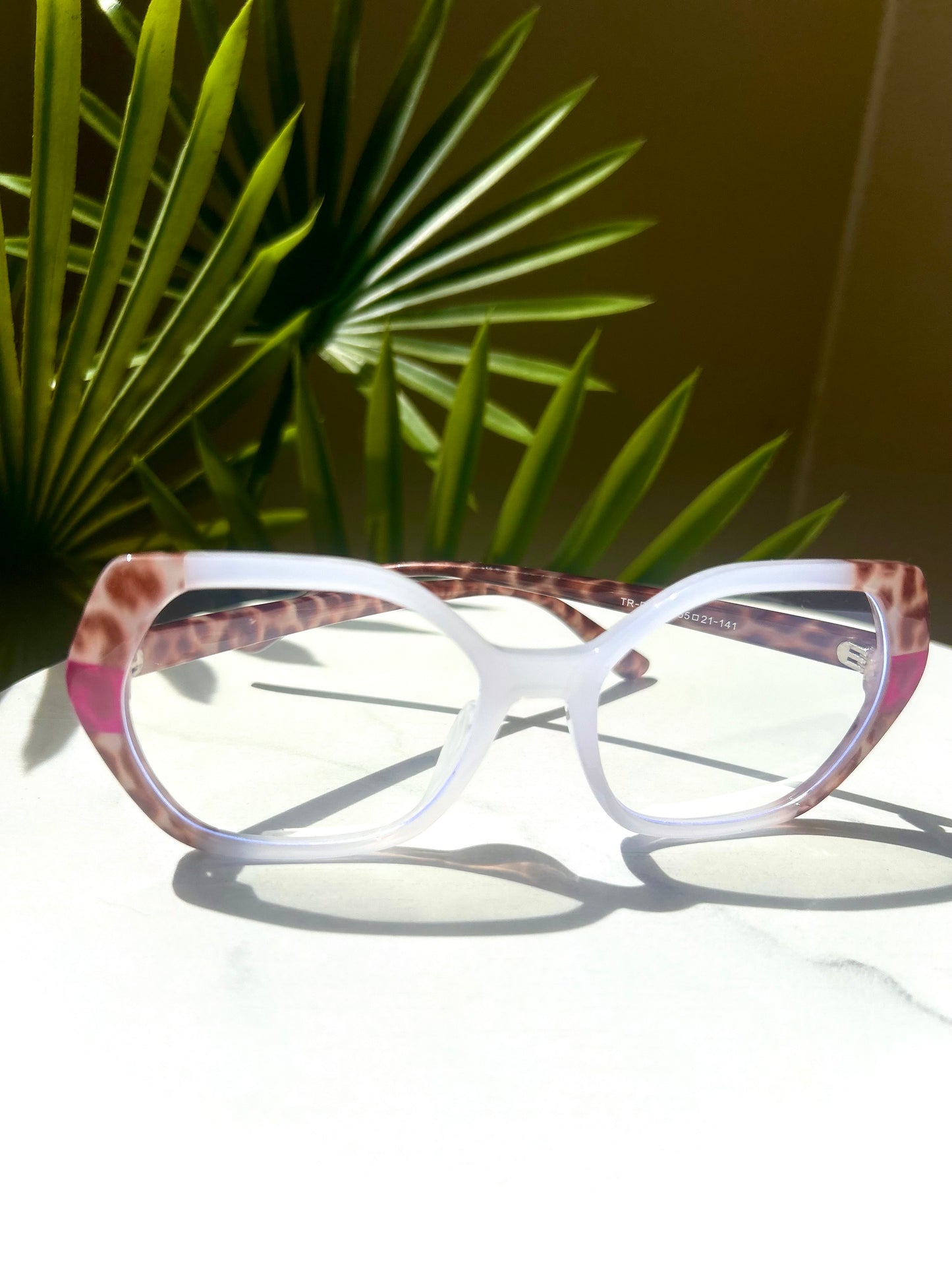 Bold Oversized Square Glasses – Leopard & Pink Fade Statement Frames